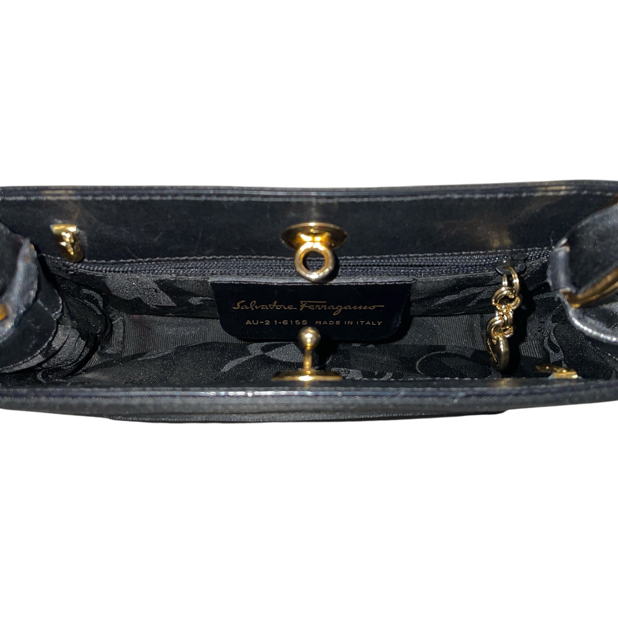 Salvatore Ferragamo/Hand Bag/Nylon/BLK/BLACK RIBBON CHAIN BAG view 3