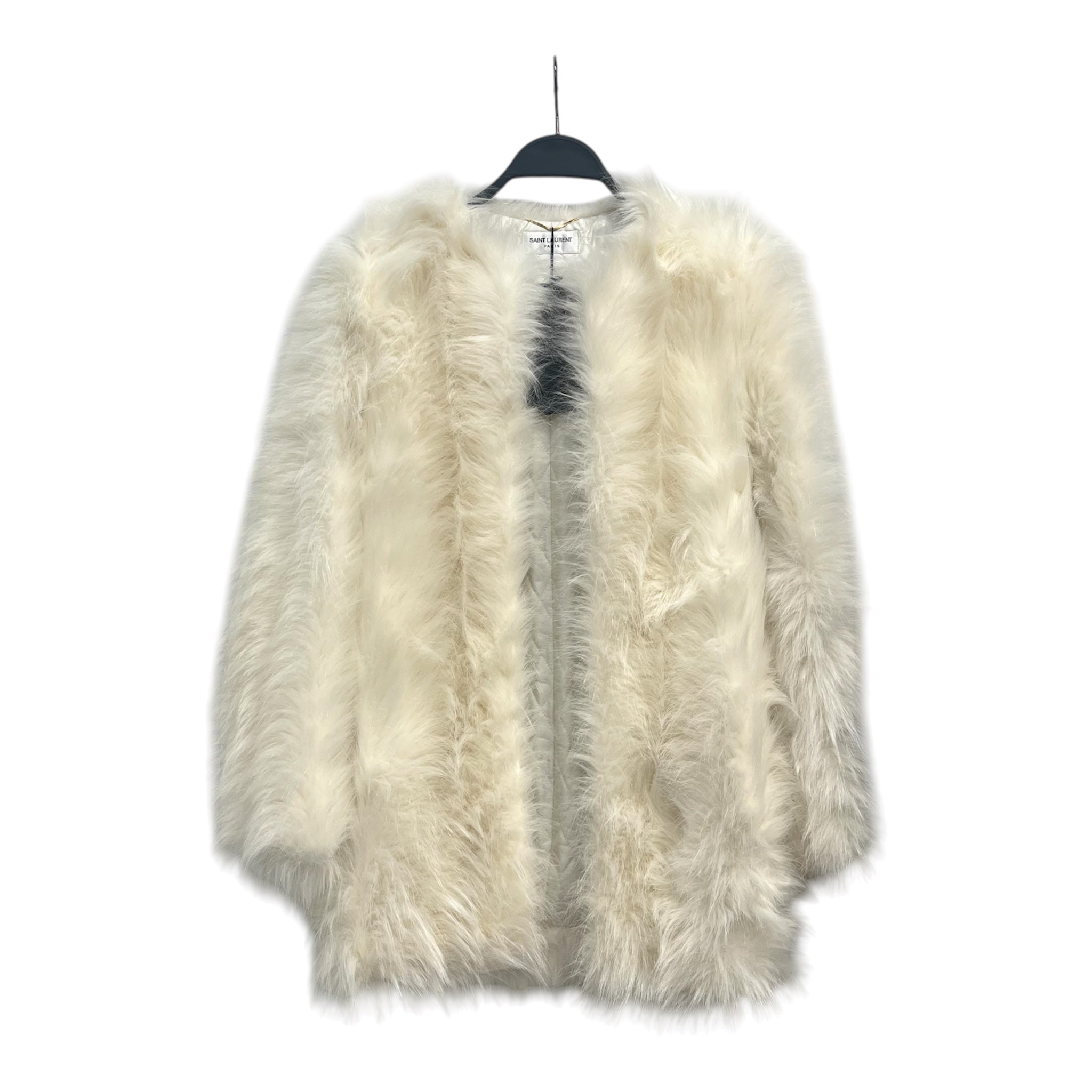 SAINT LAURENT/Coat/38/Fake Fur/WHT/fur coat/silk interior view 1