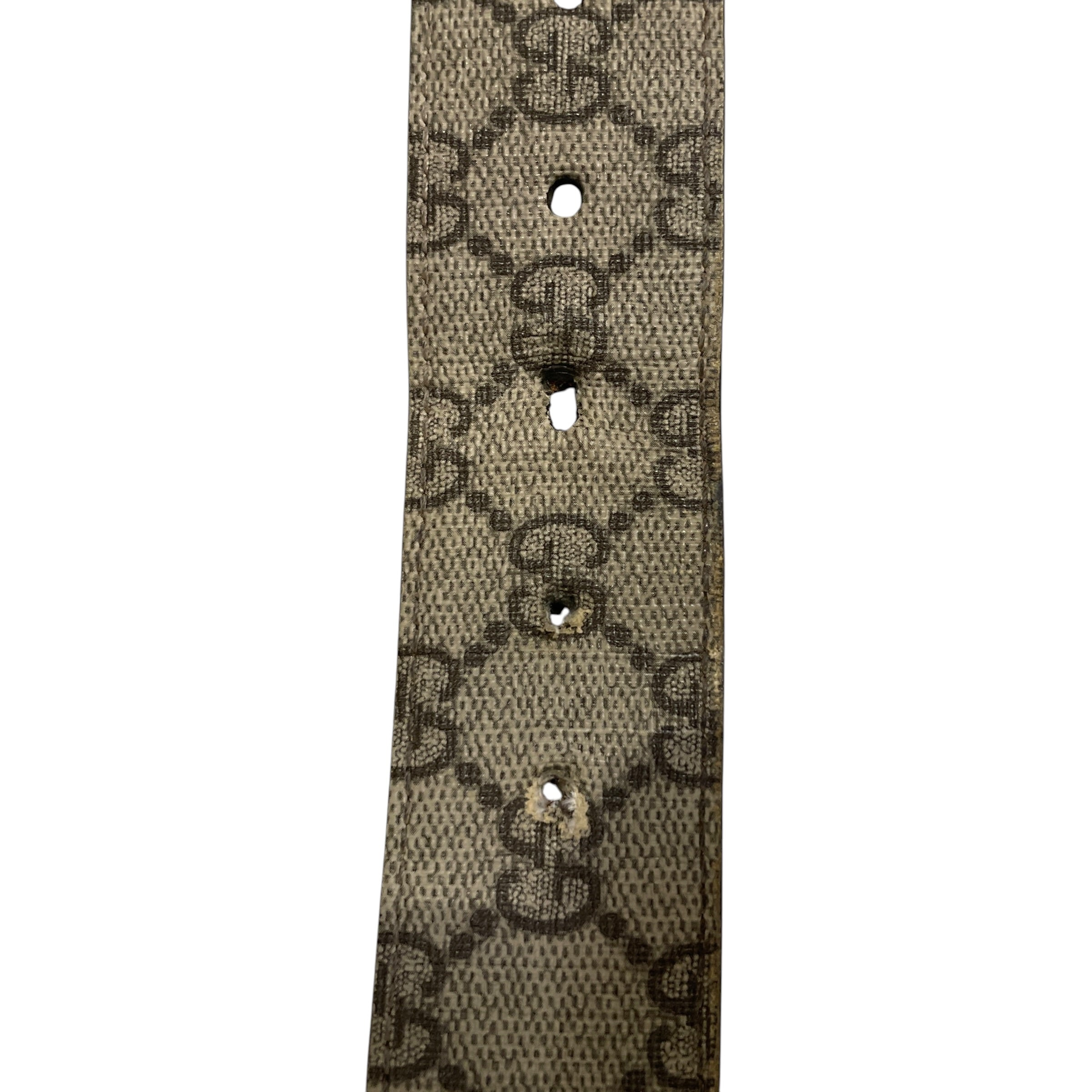 GUCCI/Belt/Monogram/Leather/GRY/M's/GOLD BUCKLE MONOGRAM BELT view 3