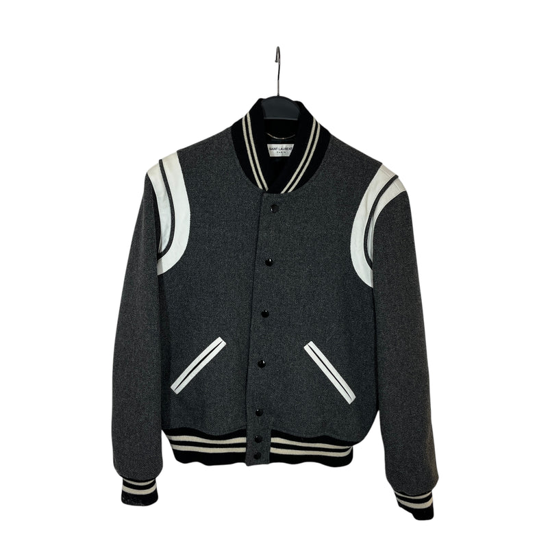 SAINT LAURENT/Jacket/48/Wool/GRY/VARSITY