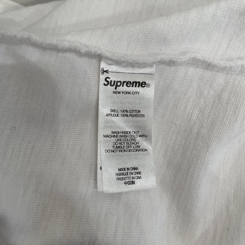Supreme/T-Shirt/XXL/Cotton/WHT/TWILL APPLIQUE TOP