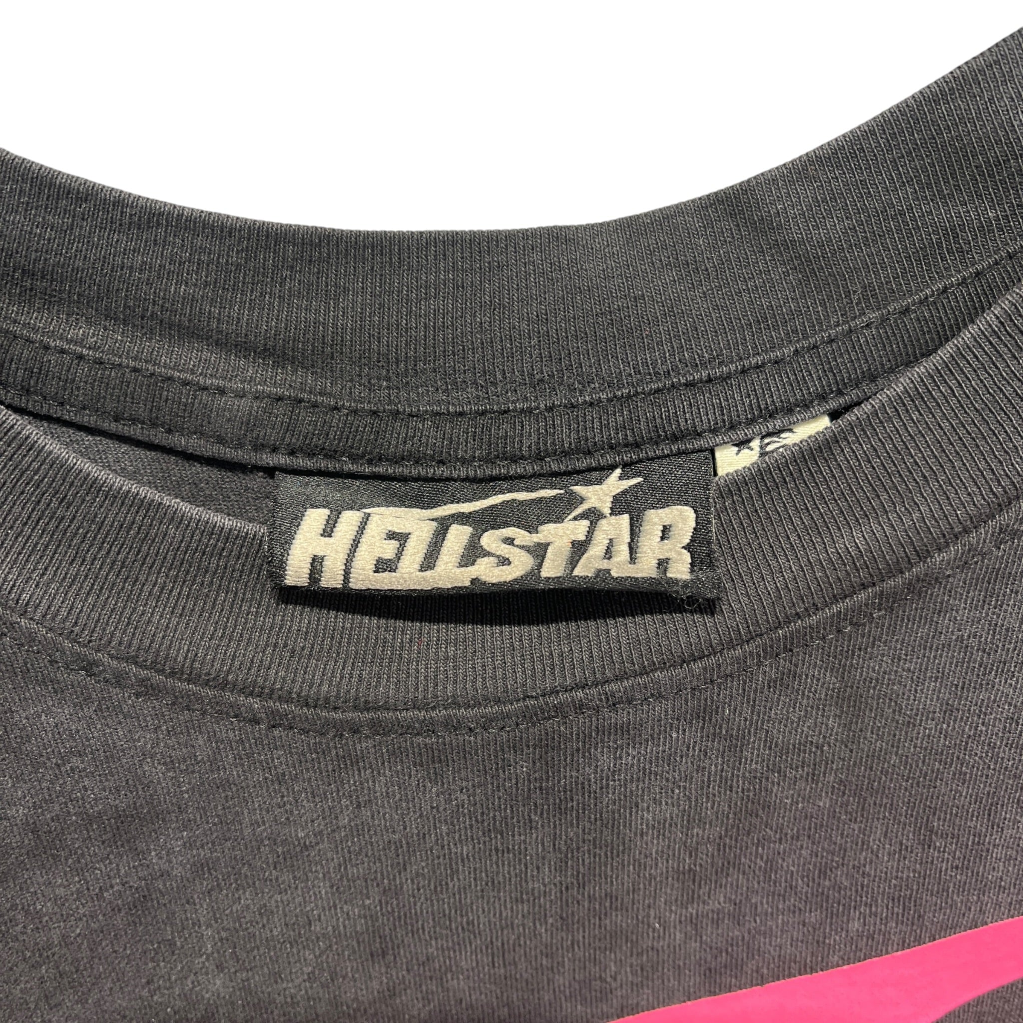 HELLSTAR/T-Shirt/S/Cotton/BLK/Graphic/PINK LOGO FRONT AND BACK view 3