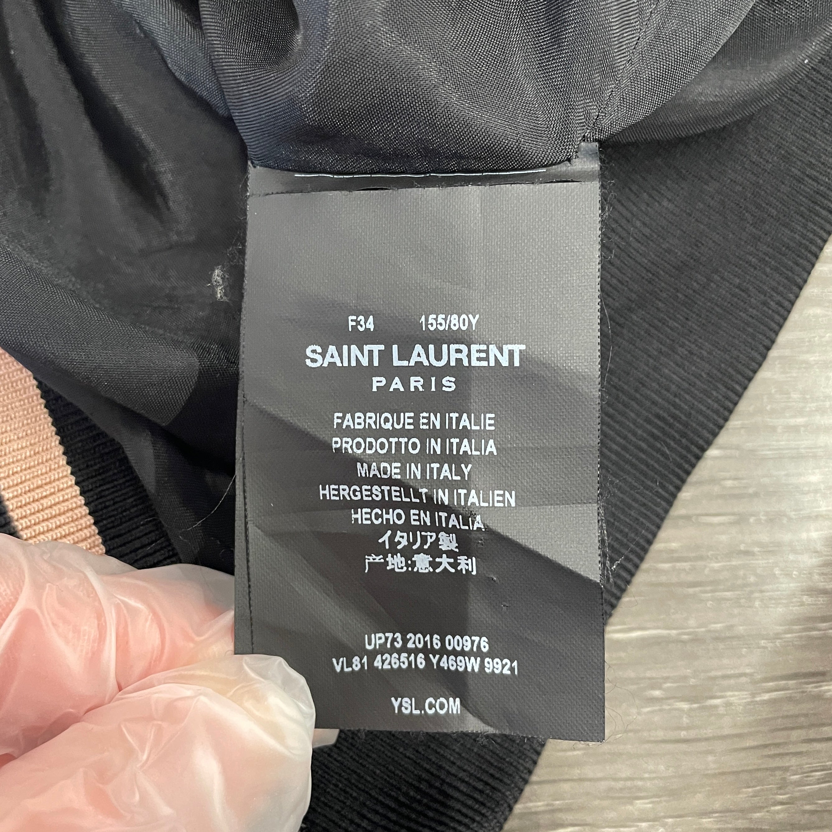 SAINT LAURENT/Jacket/S/PNK/ROSE GOLD/BLK SATIN JACKET view 3