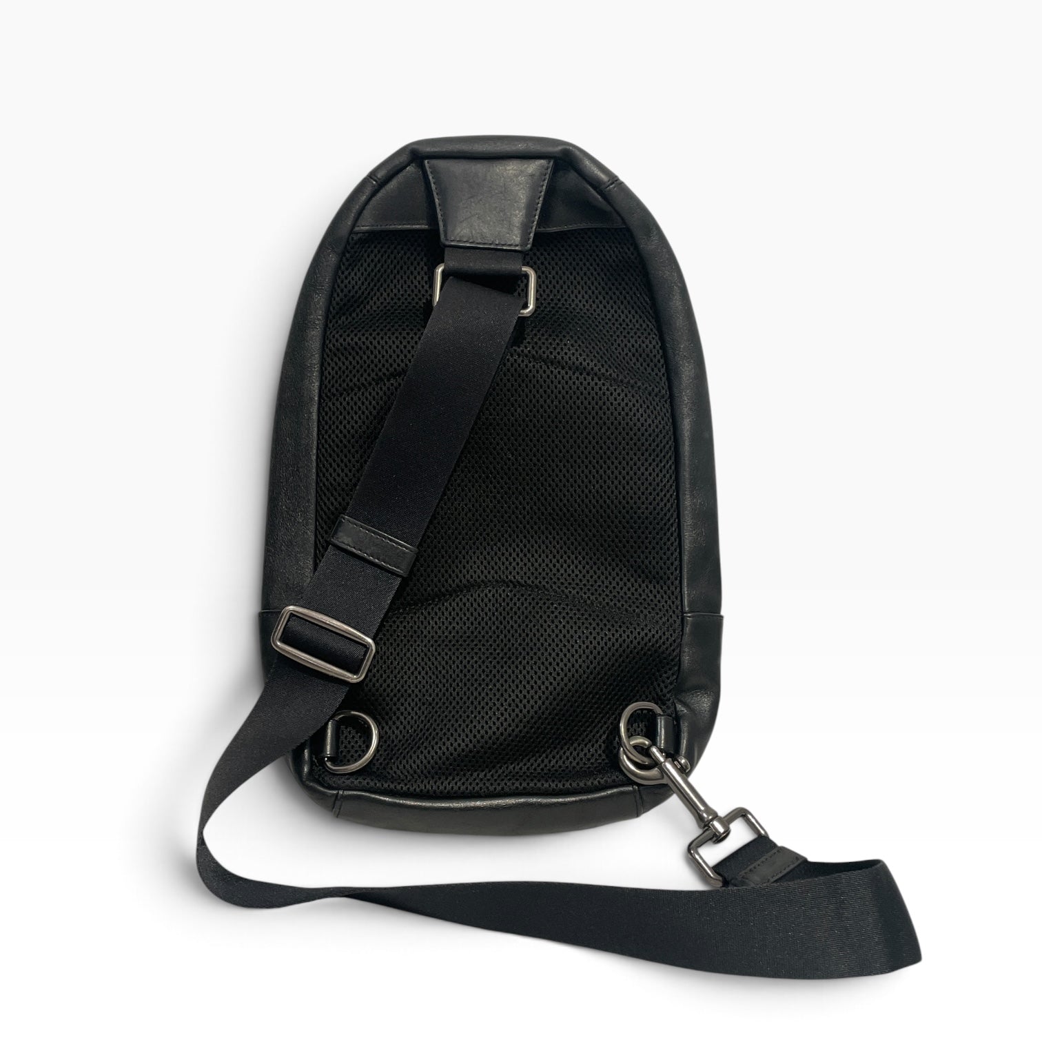 COACH/Cross Body Bag/Monogram/Leather/BLK/sling bckpck, 3 stripe view 2