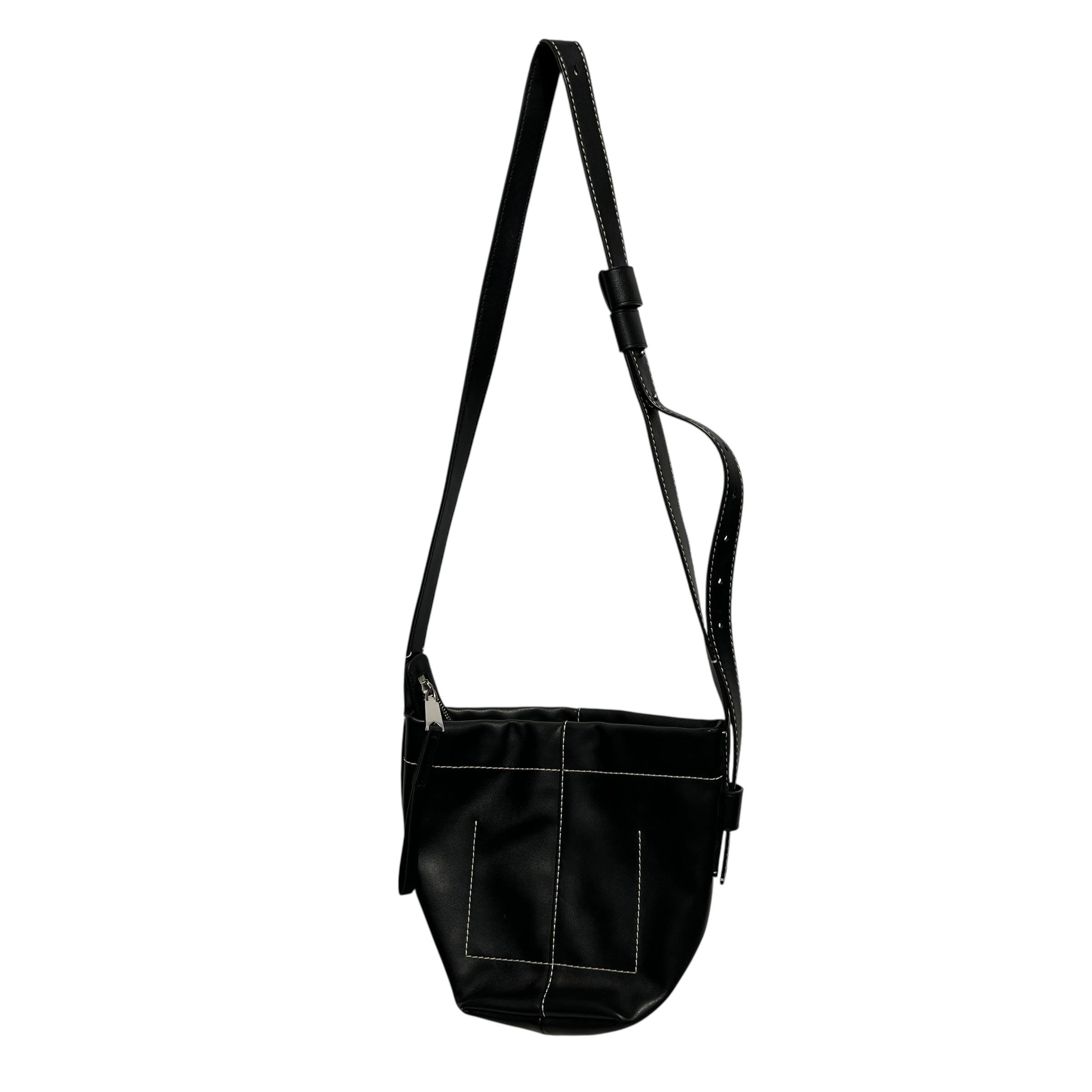 PROENZA SCHOULER/Cross Body Bag/M/Leather/BLK/white label w white stitching view 2