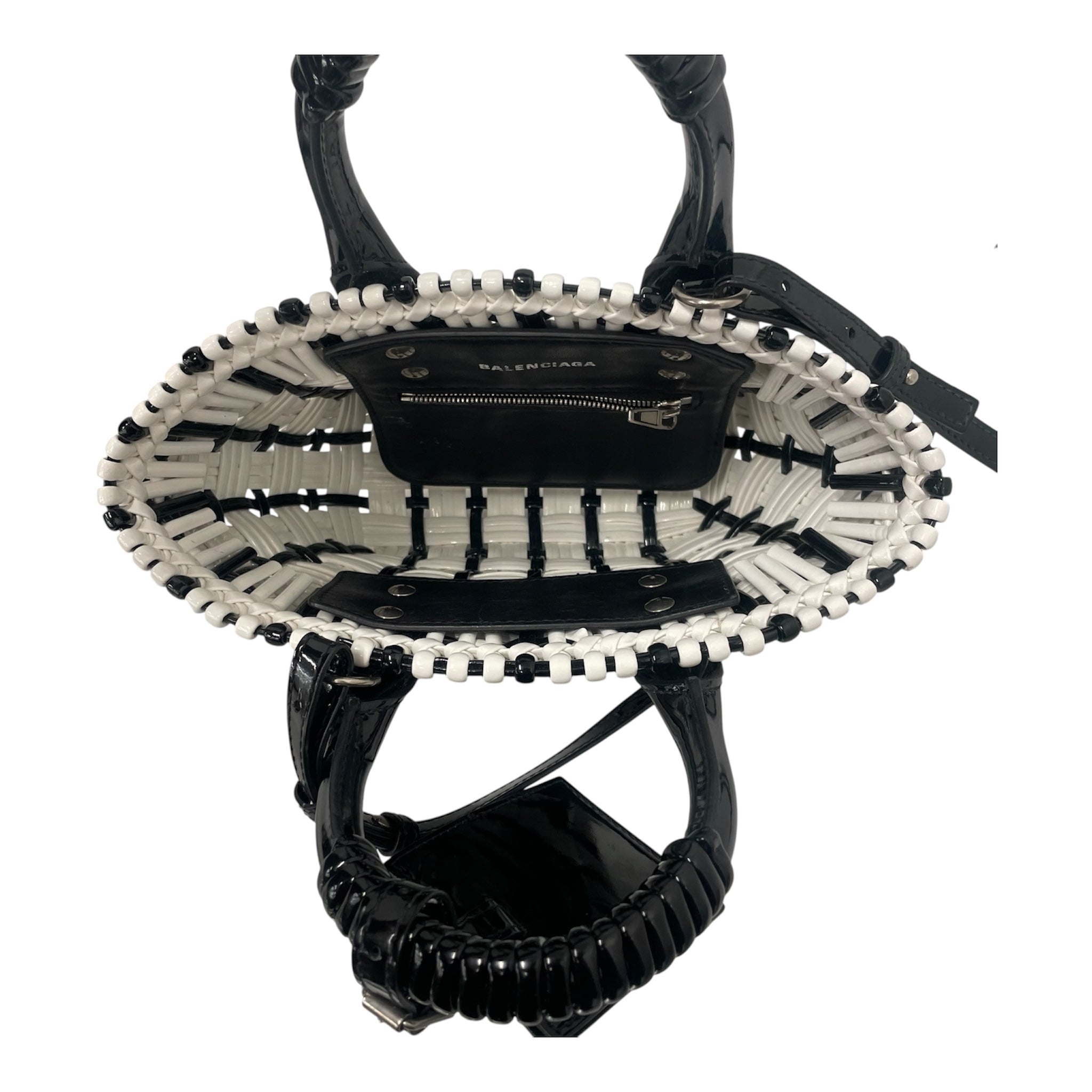 BALENCIAGA/Tote Bag/BLK/BLACKWHITEBASKETWEAVE view 4