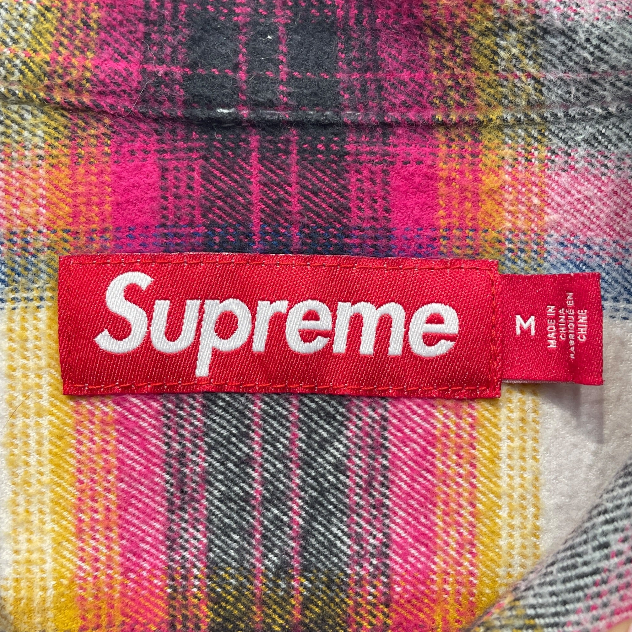 Supreme/Flannel Shirt/M/Cotton/PNK/plaid flannel zip up view 3