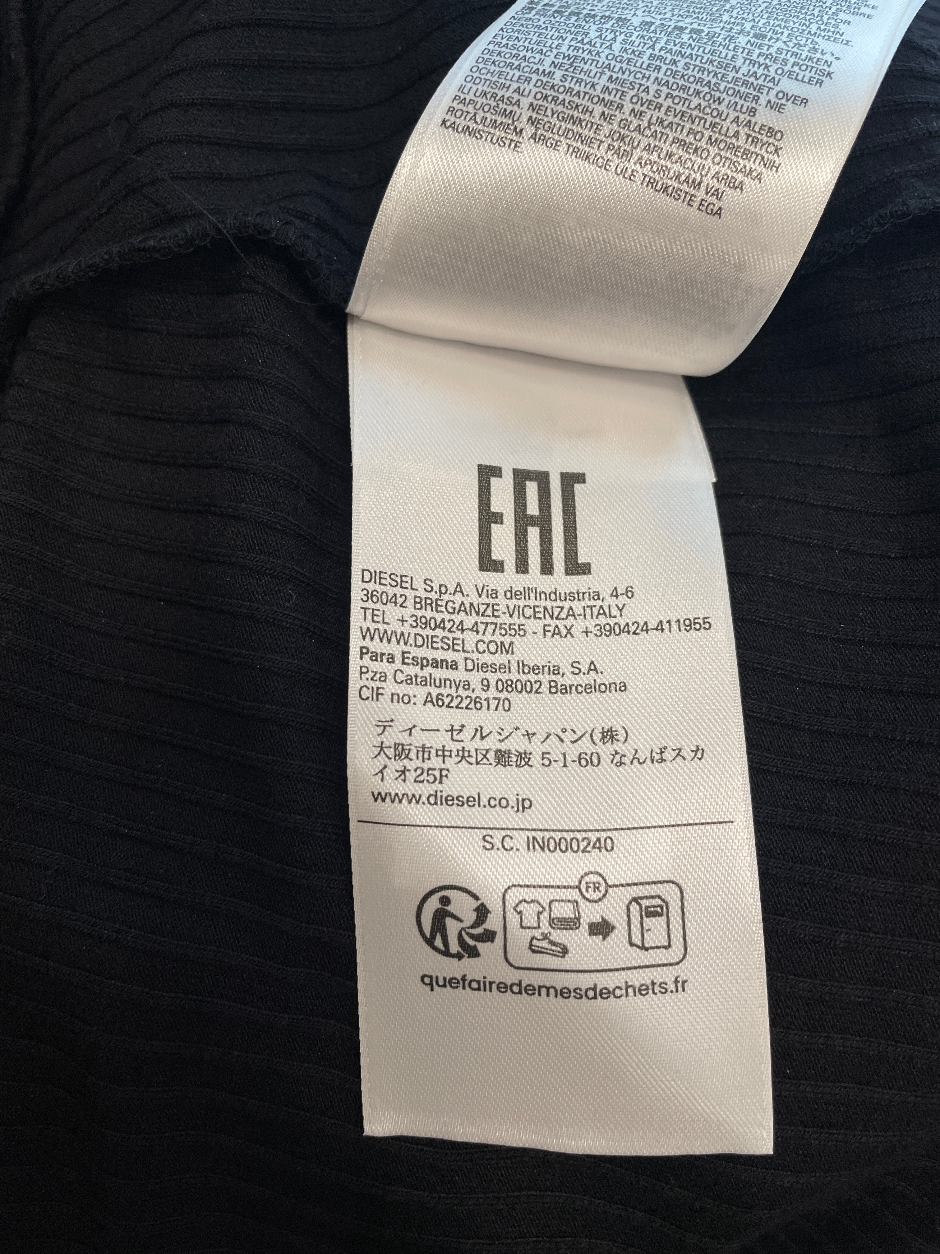 DIESEL/Tank Dress/XS/Cotton/BLK/Midi Length/RIBBED QUARTER ZIP view 7