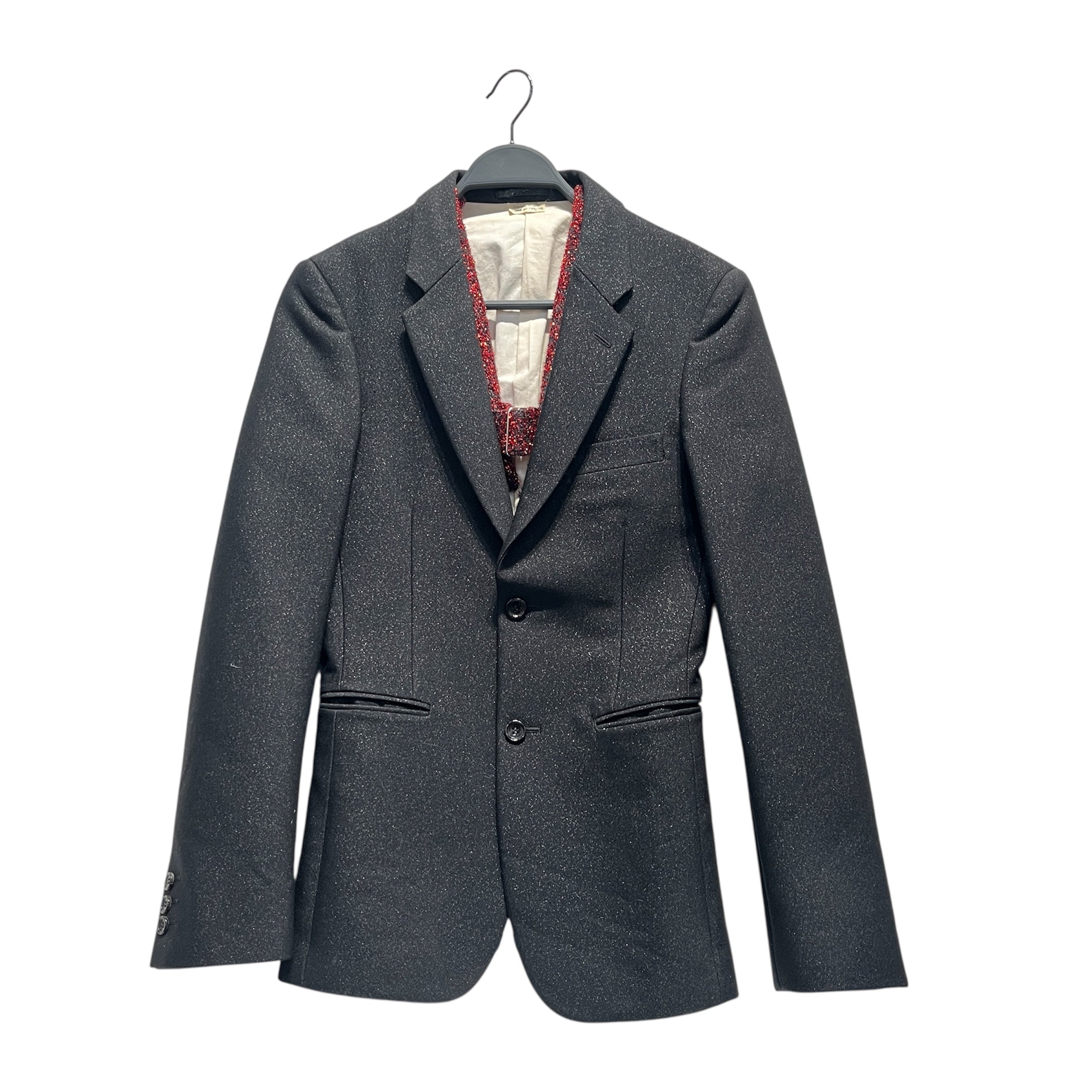 COMME des GARCONS HOMME PLUS/Tailored Jkt/S/Wool/BLK/Glitter/RED STRAP BLAZER view 1