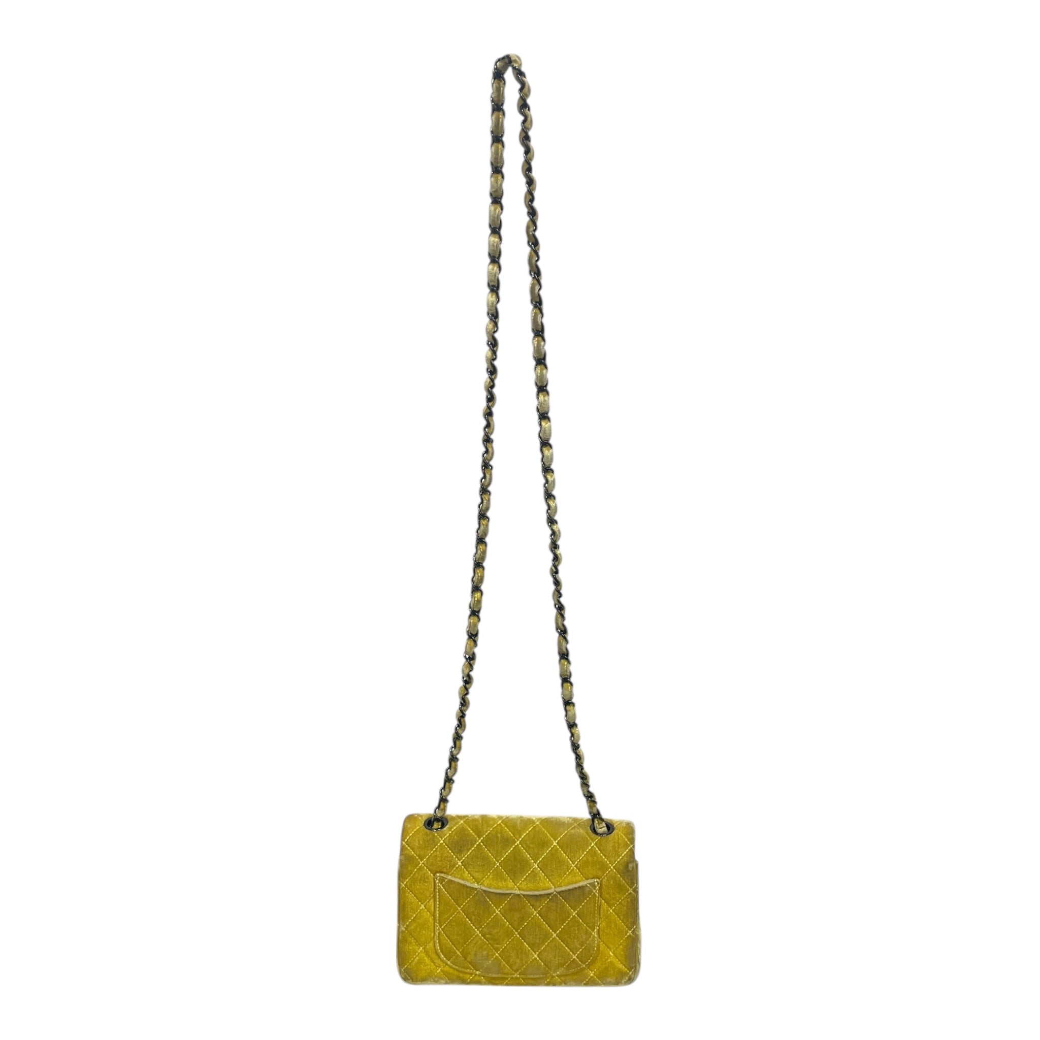 CHANEL/Cross Body Bag/Velour/YEL/VELVET QUILTED CROSSBODY view 2