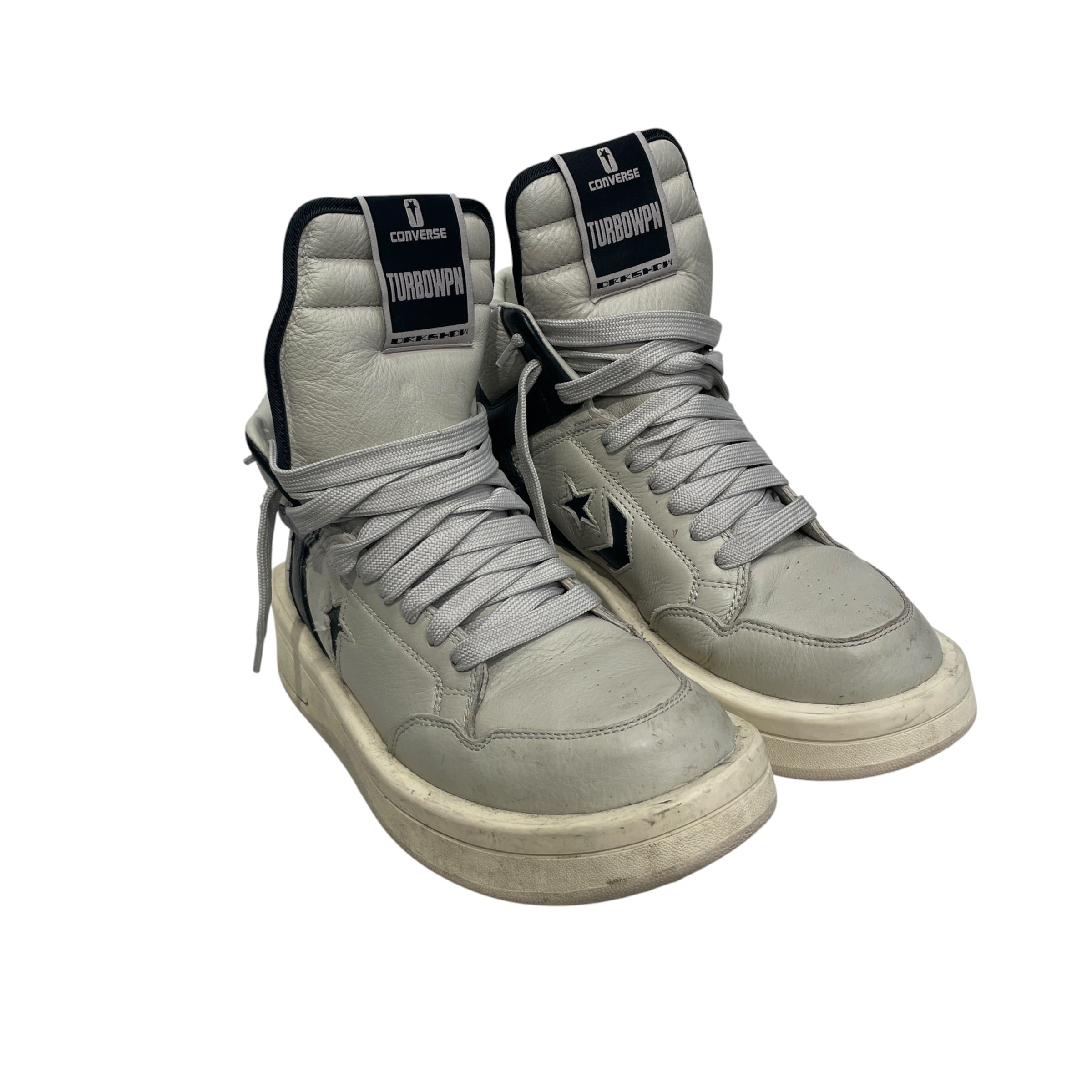 CONVERSE/RICK OWENS DRKSHDW/Hi-Sneakers/US 8.5/Leather/GRY/LIGHT GRY BLK BACK HEEL view 1