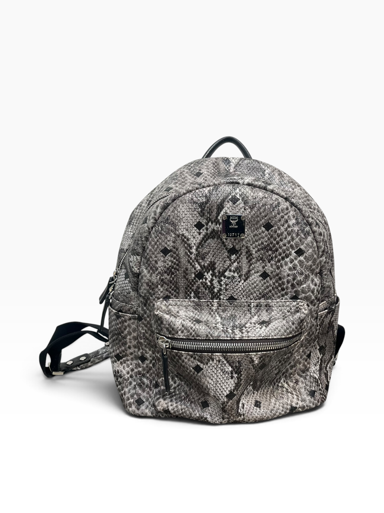 MCM/Backpack/Animal Pattern/Leather/GRY/EMBOSSED PYTHON LEATHER view 1
