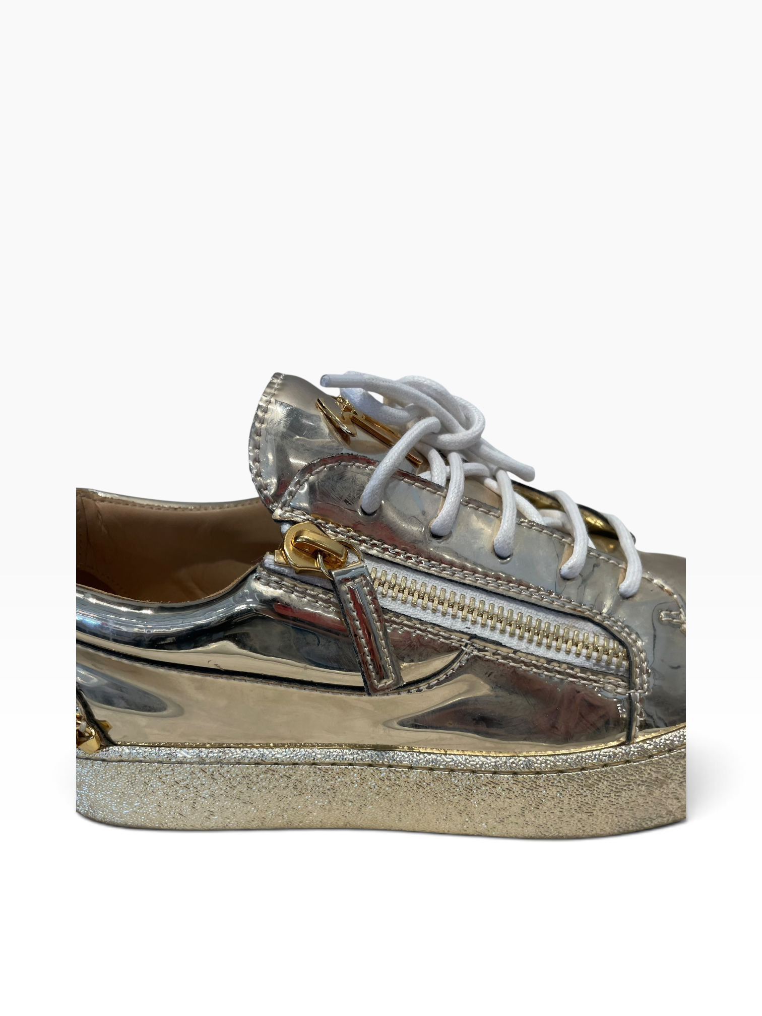 Giuseppe Zanotti/Low-Sneakers/EU 40/Faux Leather/GLD/Argento Side Zip Sneaker view 6