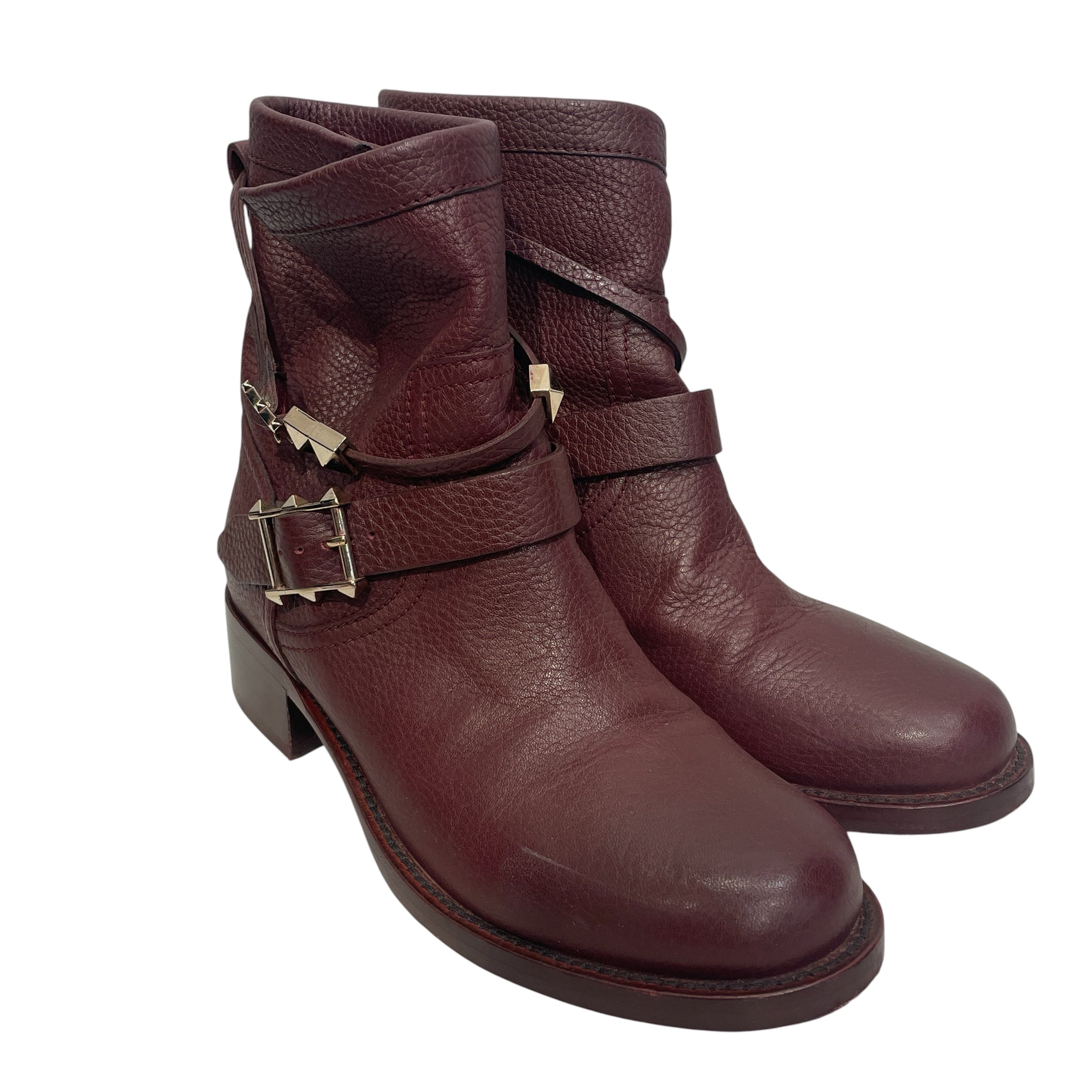 VALENTINO GARAVANI/Biker Boots/EU 36.5/Leather/BRD/GLD ANKLE STUDS view 1