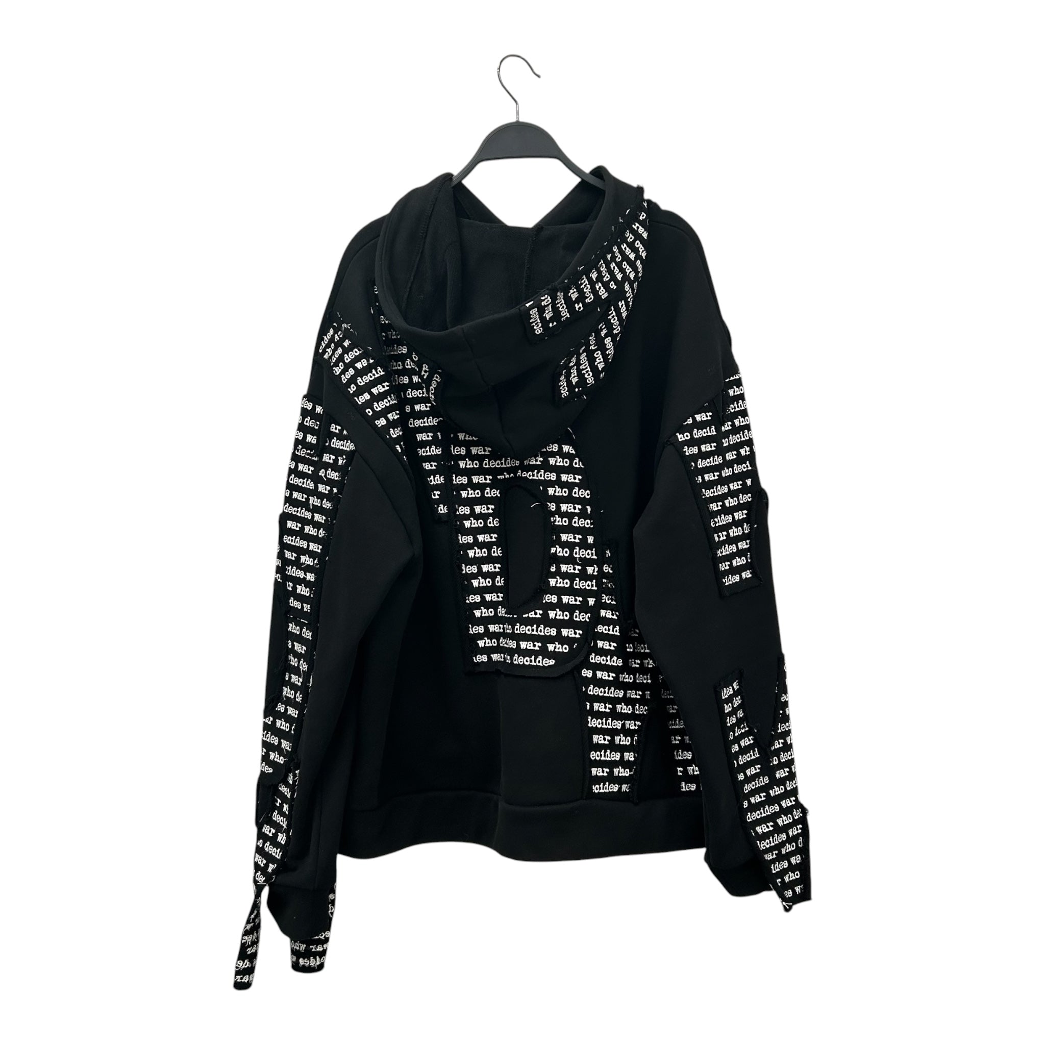 WHO DECIDES WAR/Hoodie/S/All Over Print/Cotton/BLK/WDW Overlay view 2