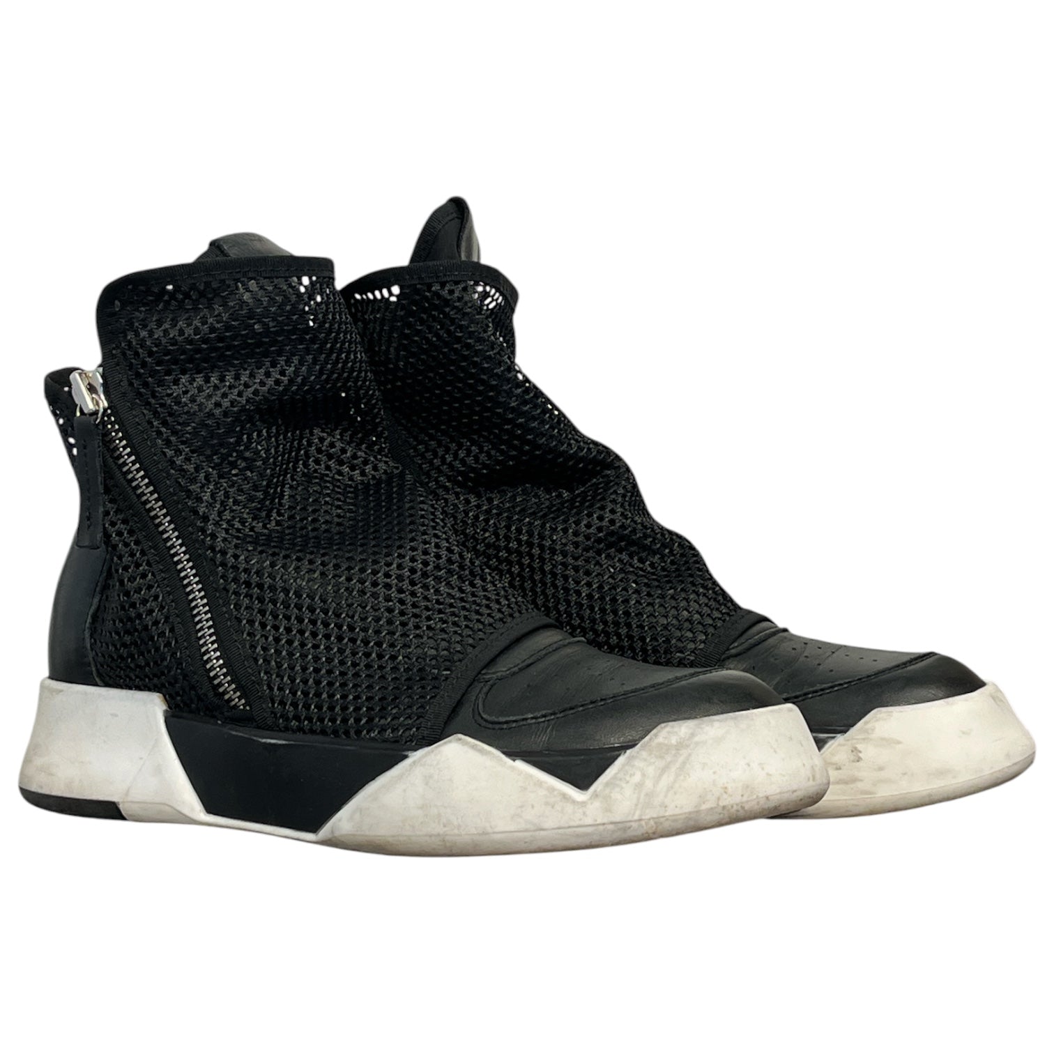 CINZIA ARAIA/Boots/US 10.5/Leather/BLK/fishnet zip up view 1