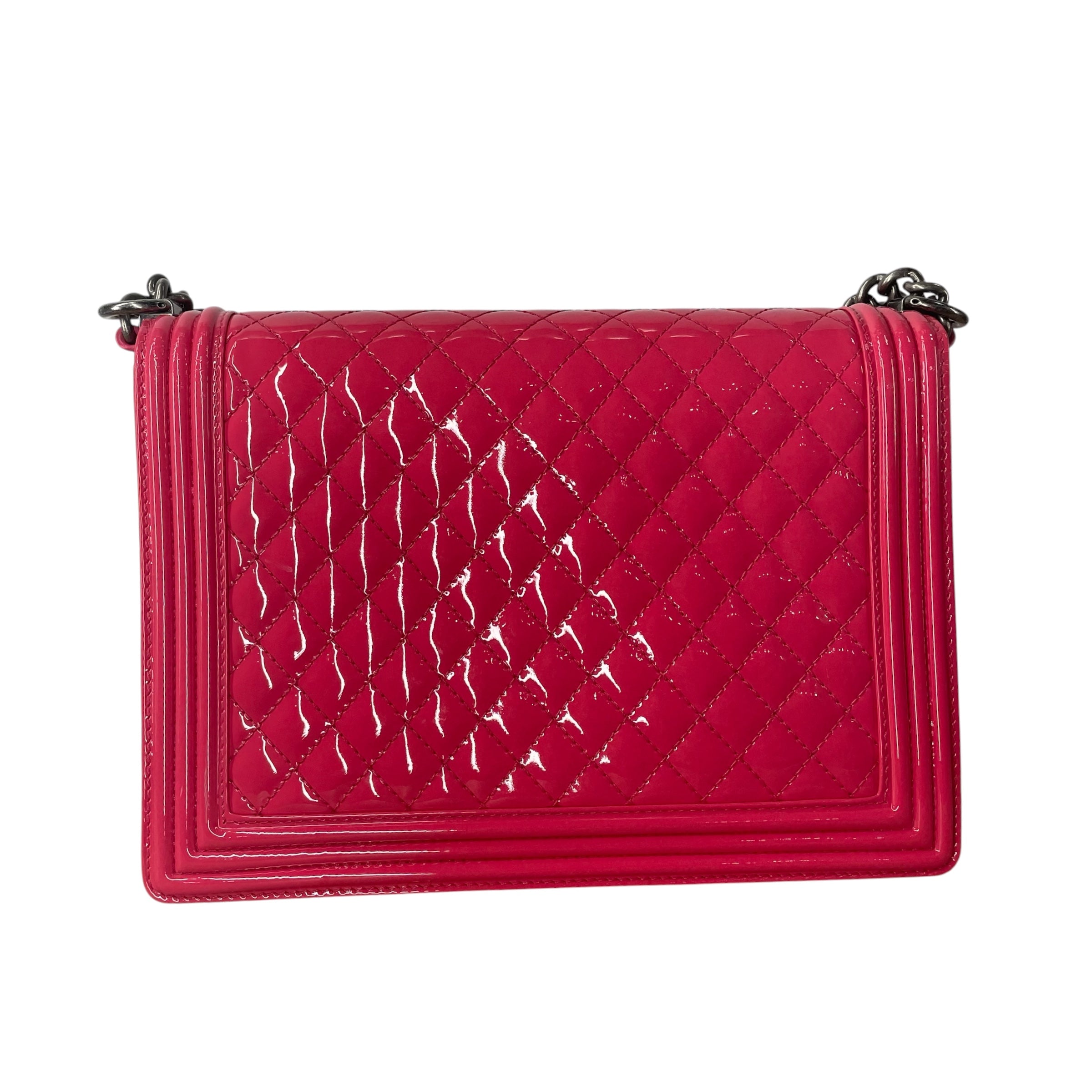 CHANEL/Cross Body Bag/Leather/PNK/17869624 PATENT BOY BAG view 4