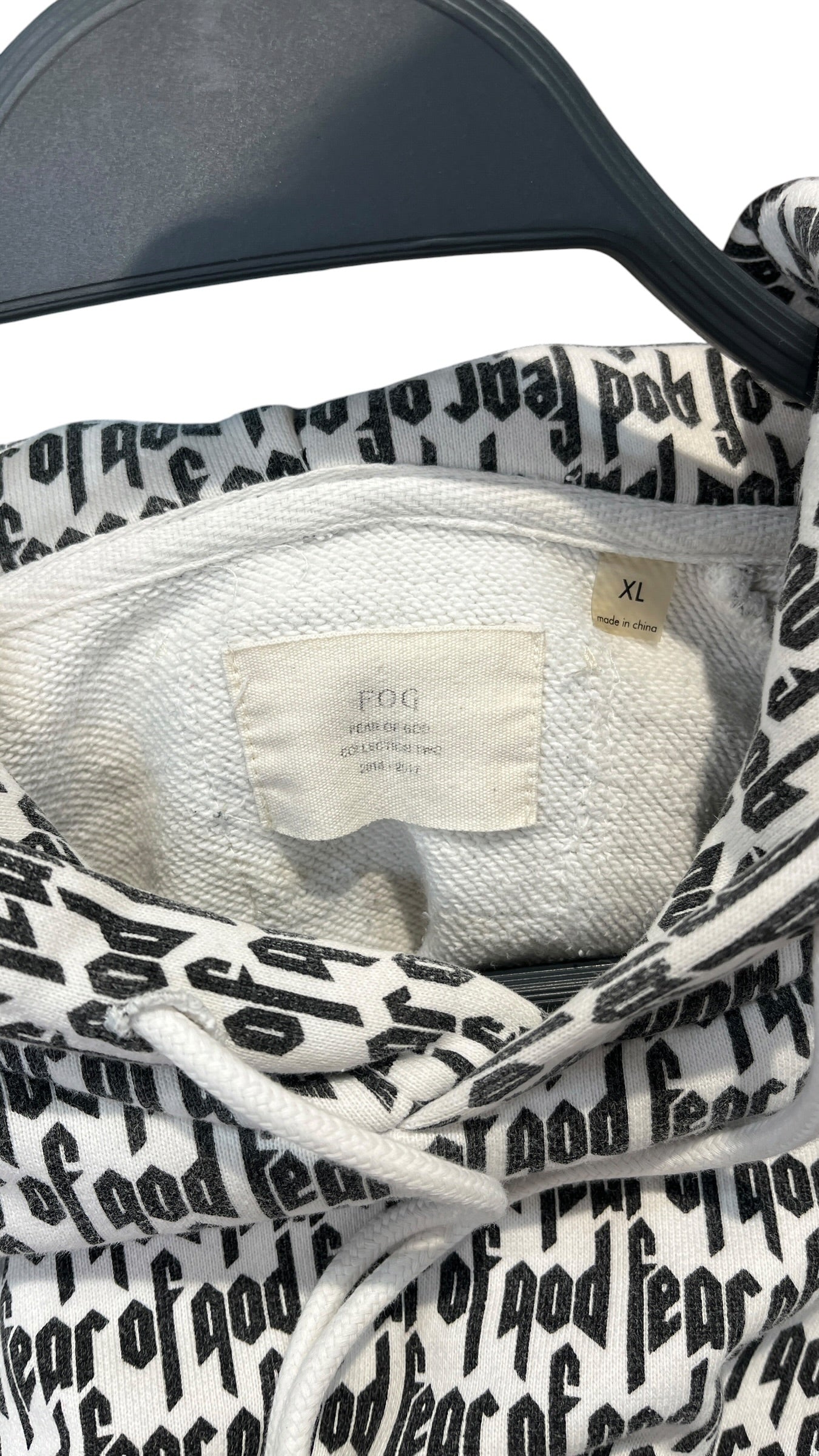 FEAR OF GOD/Hoodie/XL/All Over Print/Cotton/WHT/Repeat Pattern view 3