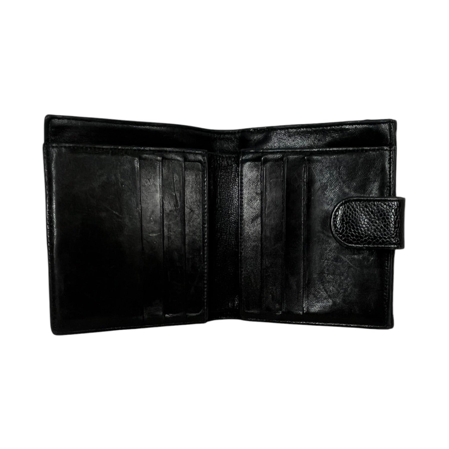 CHANEL/Trifold Wallet/Leather/BLK/L's/CAVIAR DOUBLE C TRIFOLD view 7