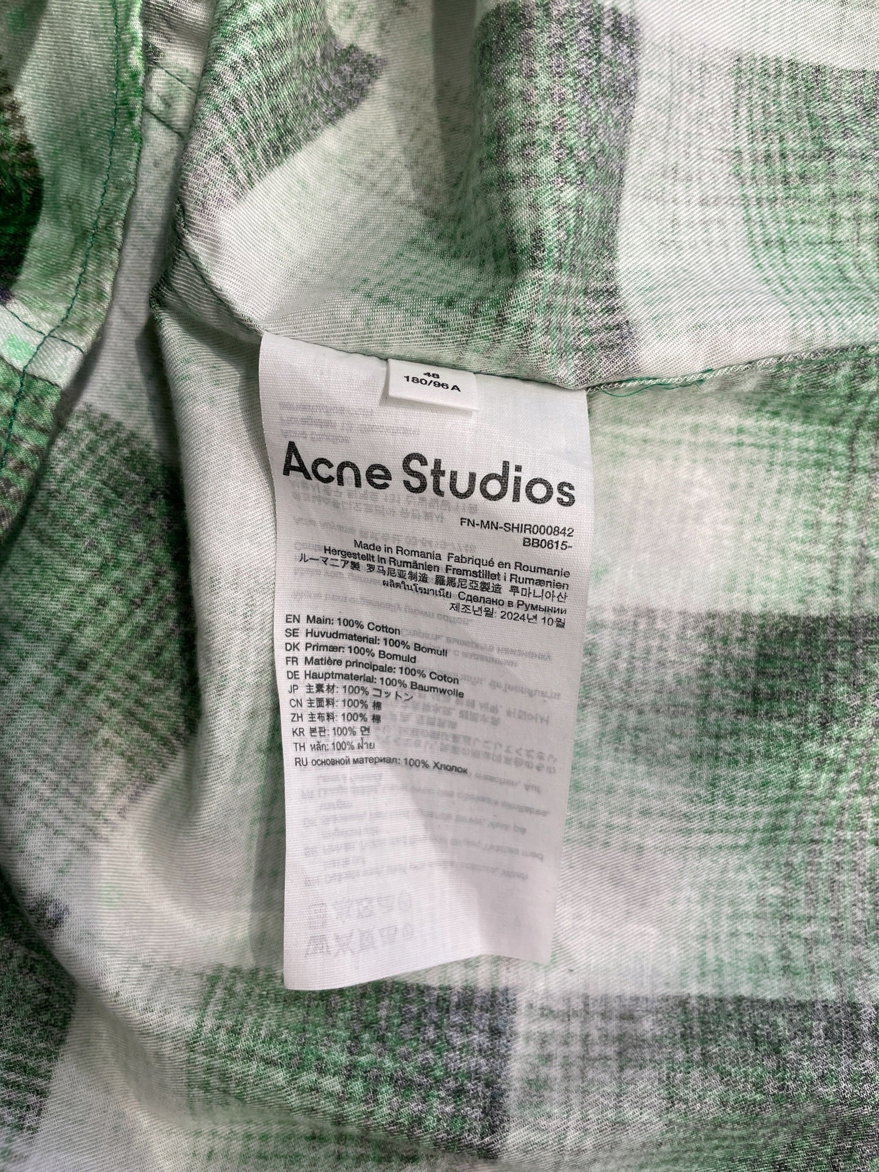 Acne Studios/LS Shirt/48/Cotton/GRN/Gingham Check/ view 3