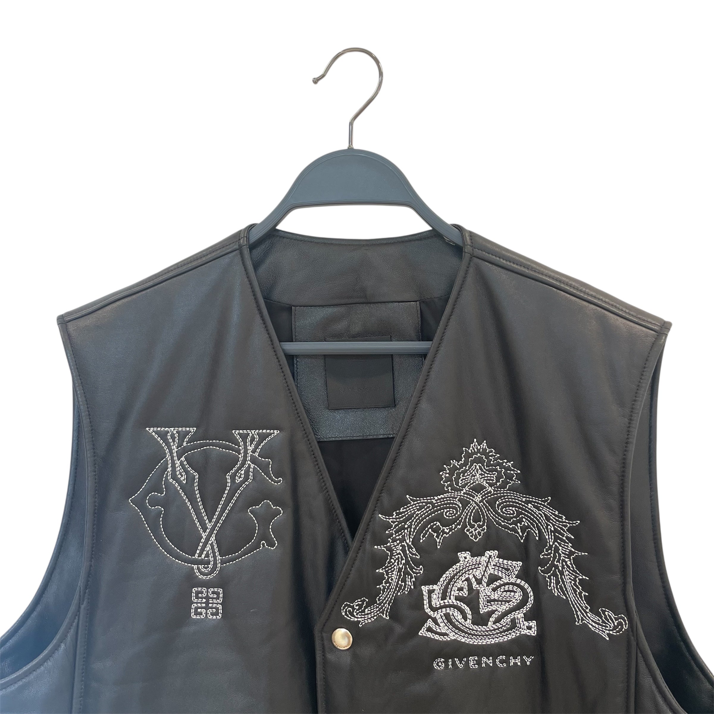 GIVENCHY/Vest/52/Lambskin/BLK/snap vest/embroidered view 3