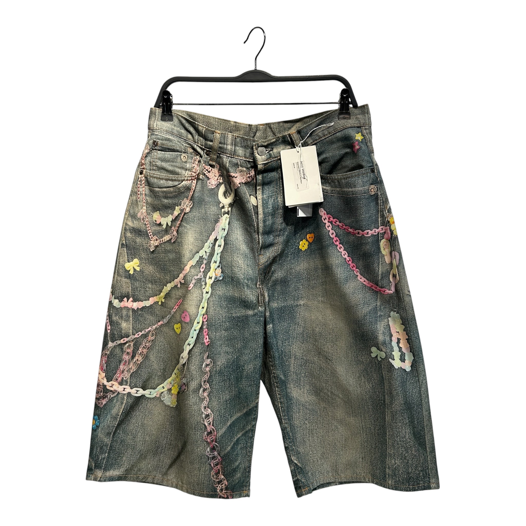 Acne Studios/Shorts/50/Cotton/BLU/PRINTED DENIM WITH CHARMS view 1