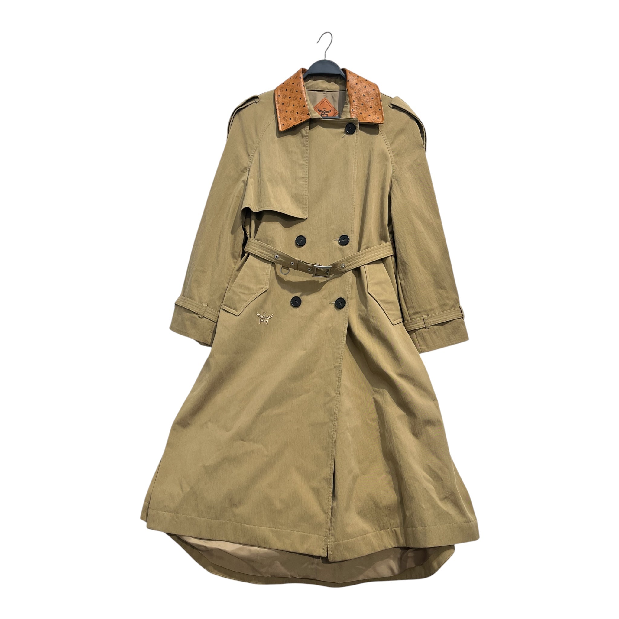 MCM/Trench Coat/42/Cotton/KHK/Double Breasted/MONOGRAM COLLAR- view 1