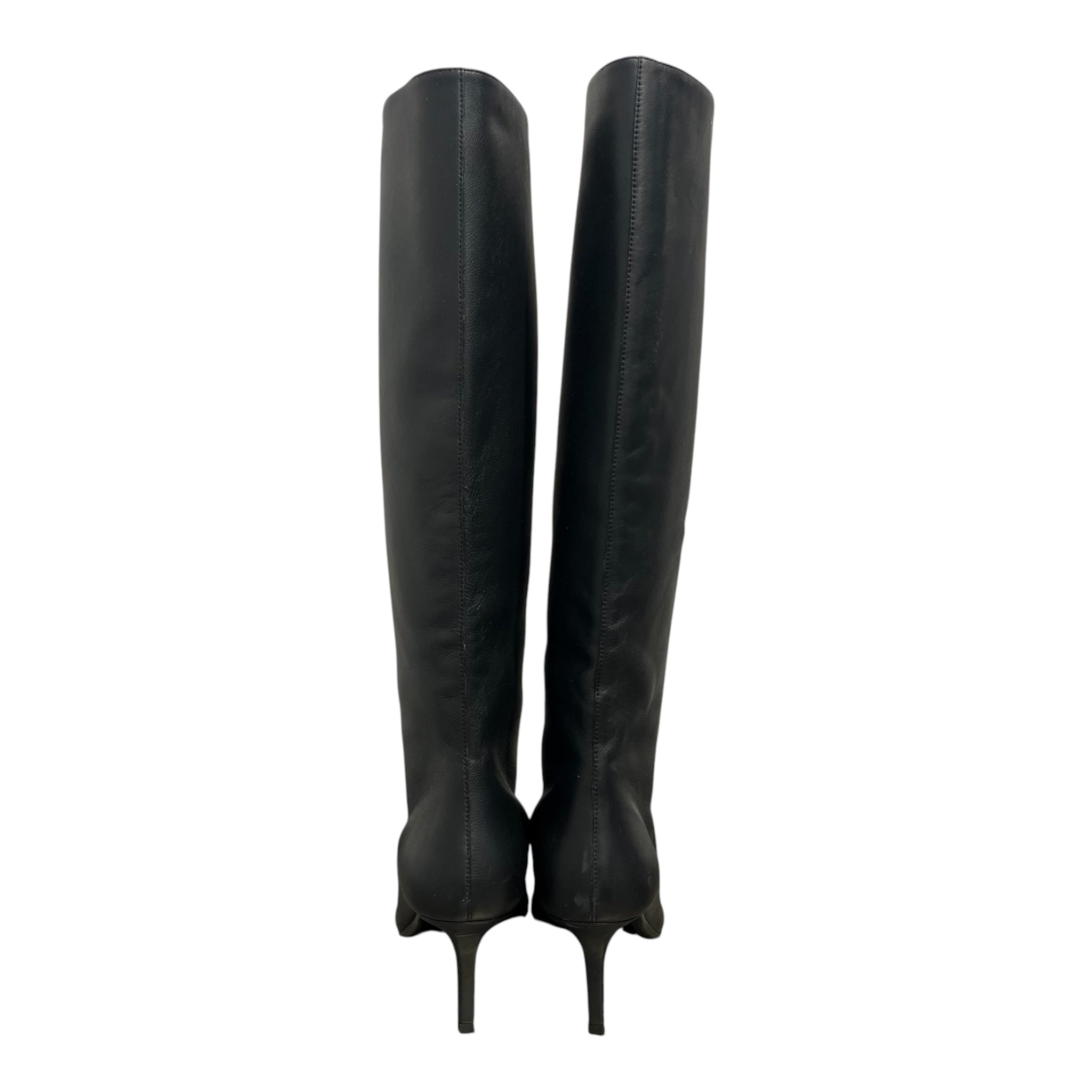 Acne Studios/Boots/EU 38/Leather/BLK/KNEE HIGH SQUARE TIP SLVR LOGO view 3