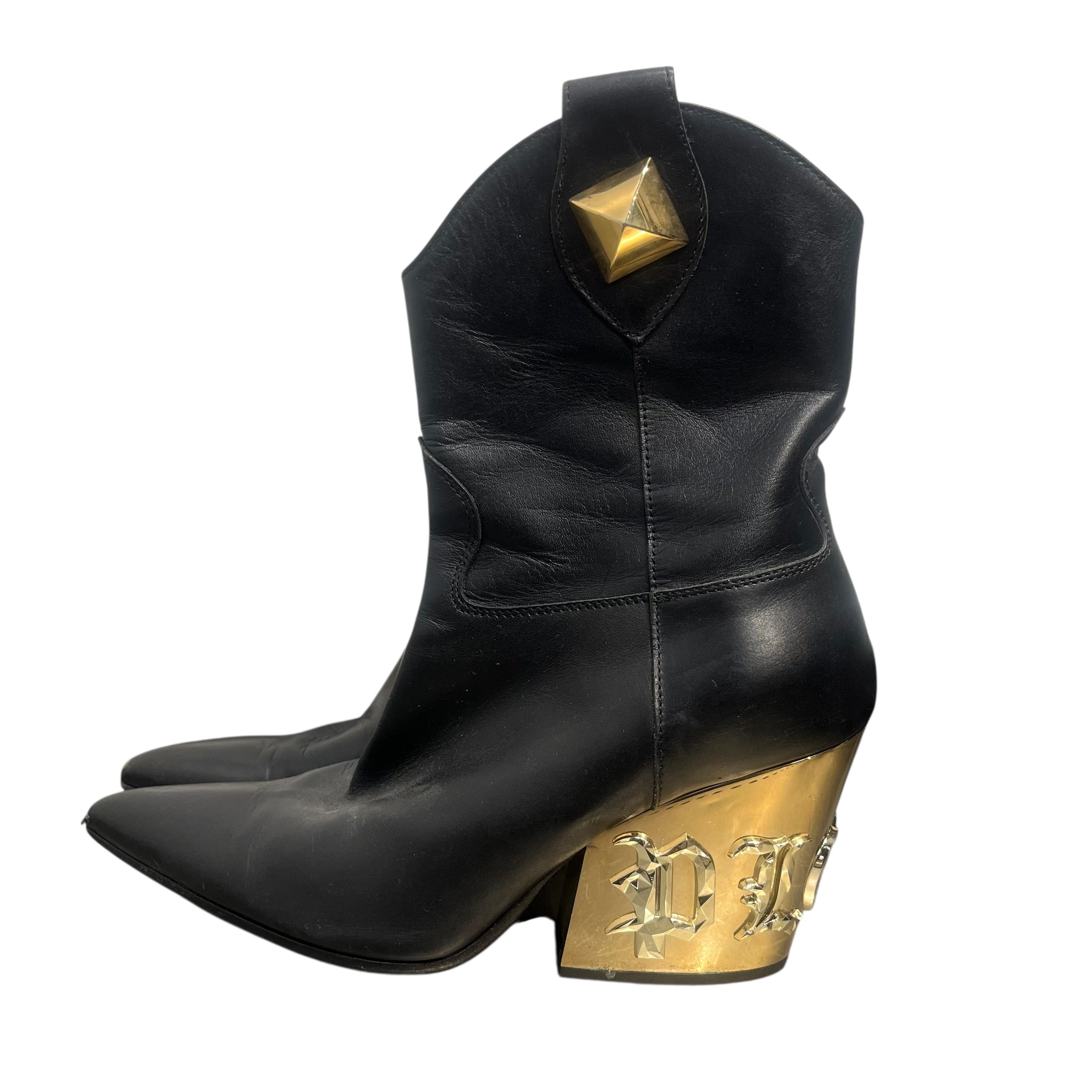 PHILIPP PLEIN/Western Boots/EU 37/Leather/BLK/Gold Heel Logo view 5