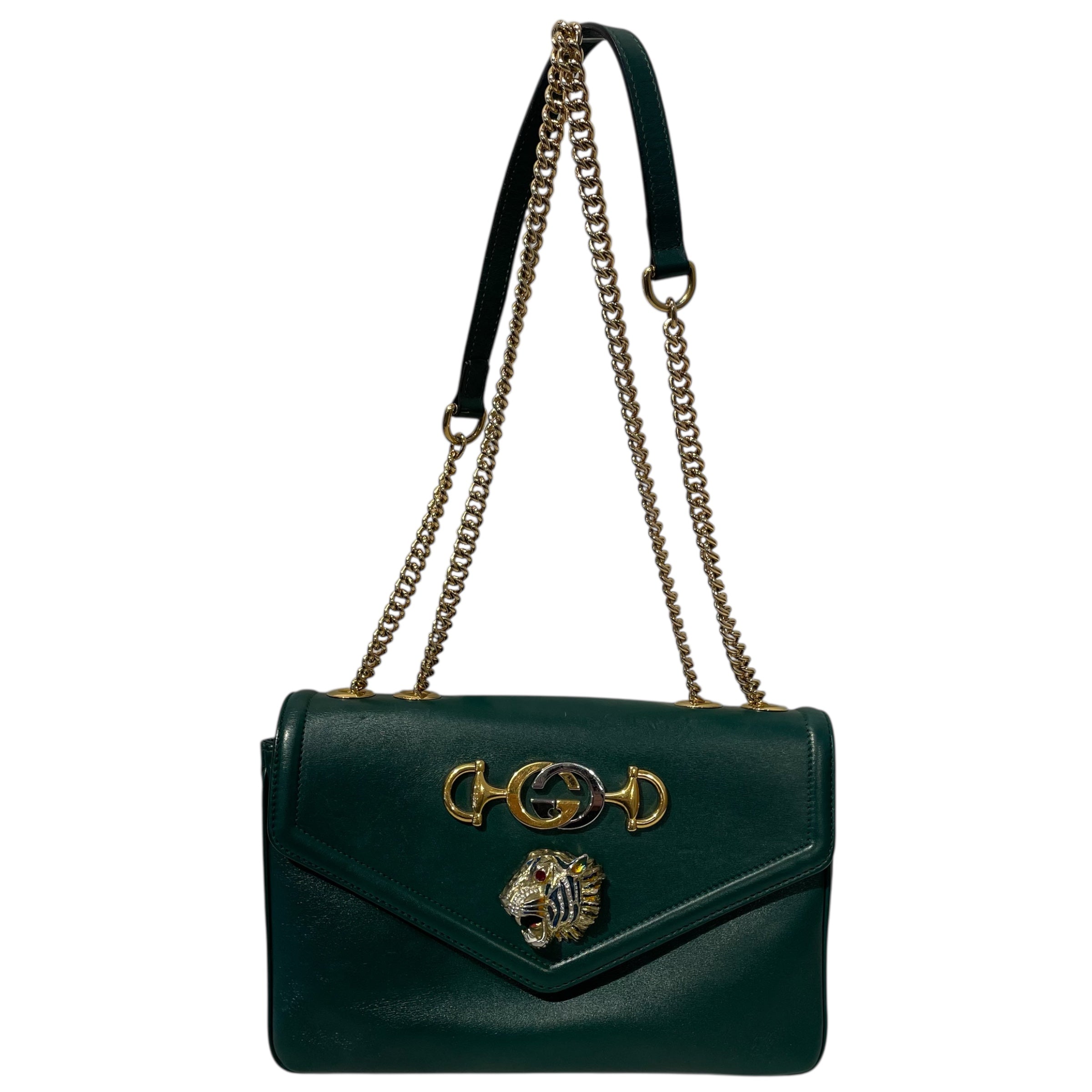 GUCCI/Cross Body Bag/Leather/GRN/TIGER FLAP GREEN CROSSBODY view 1