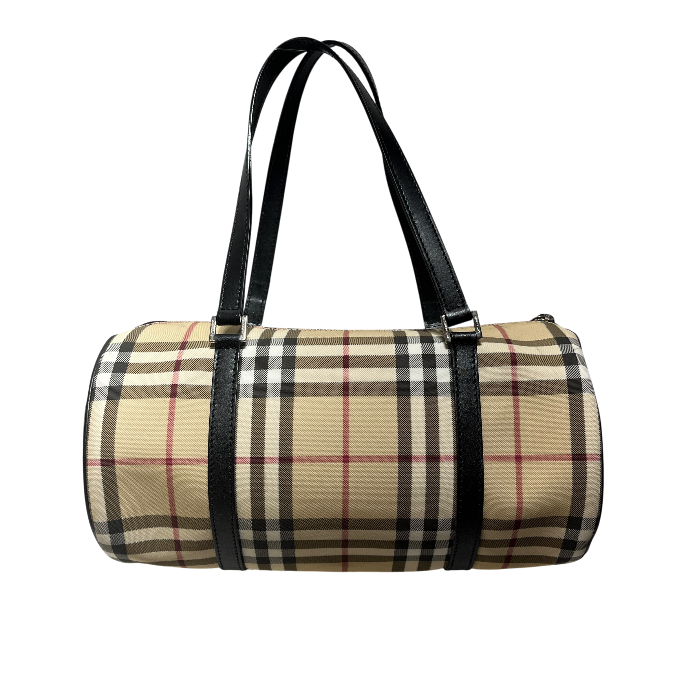 BURBERRY/Hand Bag/Plaid/Nylon/BEG/Haymarket Barrel view 2