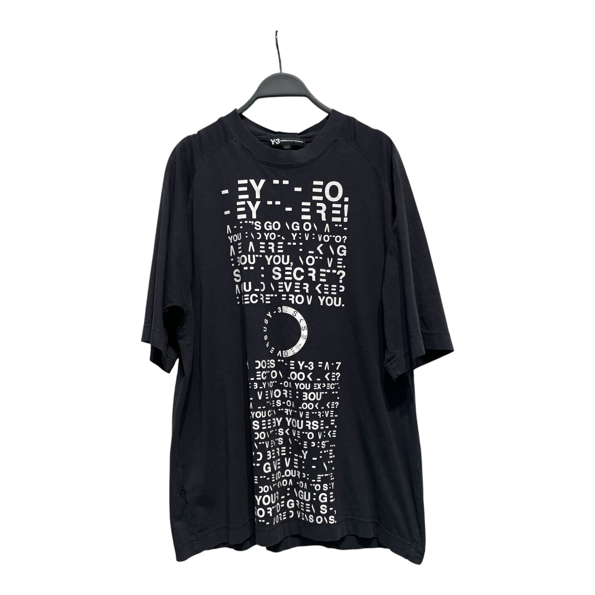 YOHJI YAMAMOTO/adidas/T-Shirt/M/Cotton/BLK/Graphic/word scramble view 1