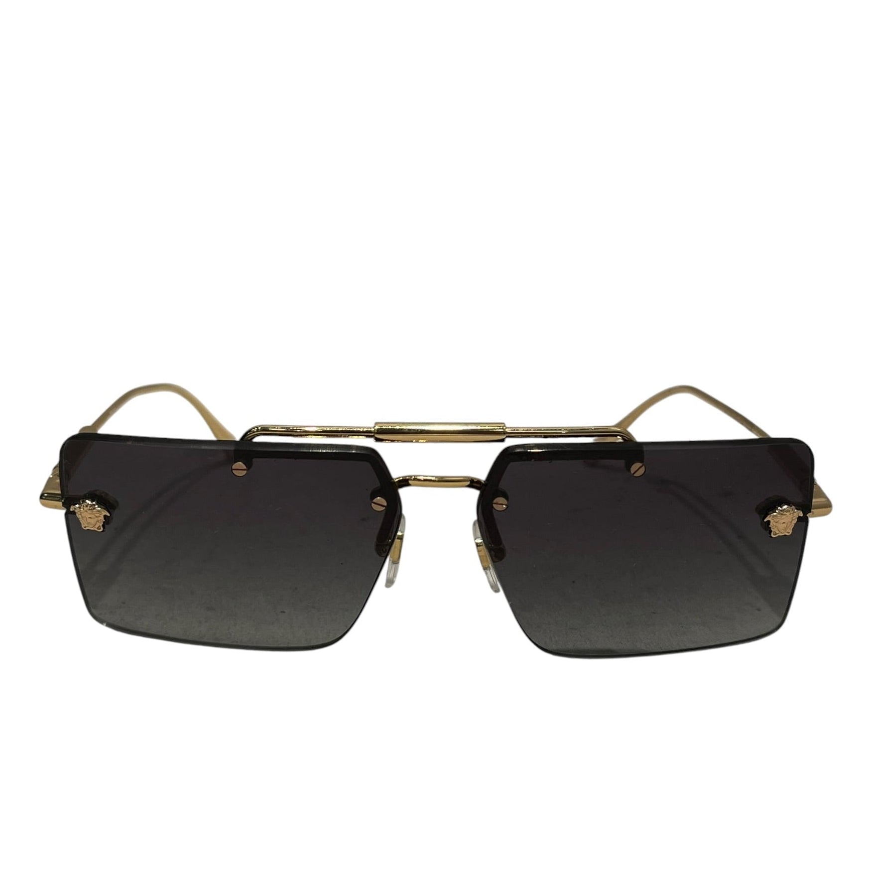 VERSACE/Sunglasses/Graphic/Metal/GLD/Rimless/M's/Gold Rectangle Unisex Sunnies view 1