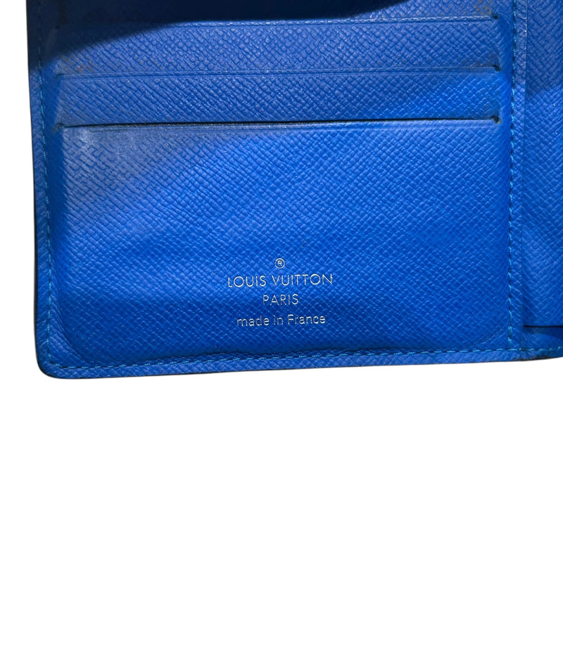 LOUIS VUITTON/Bifold Wallet/Border/Leather/BLK/BLUE LINING