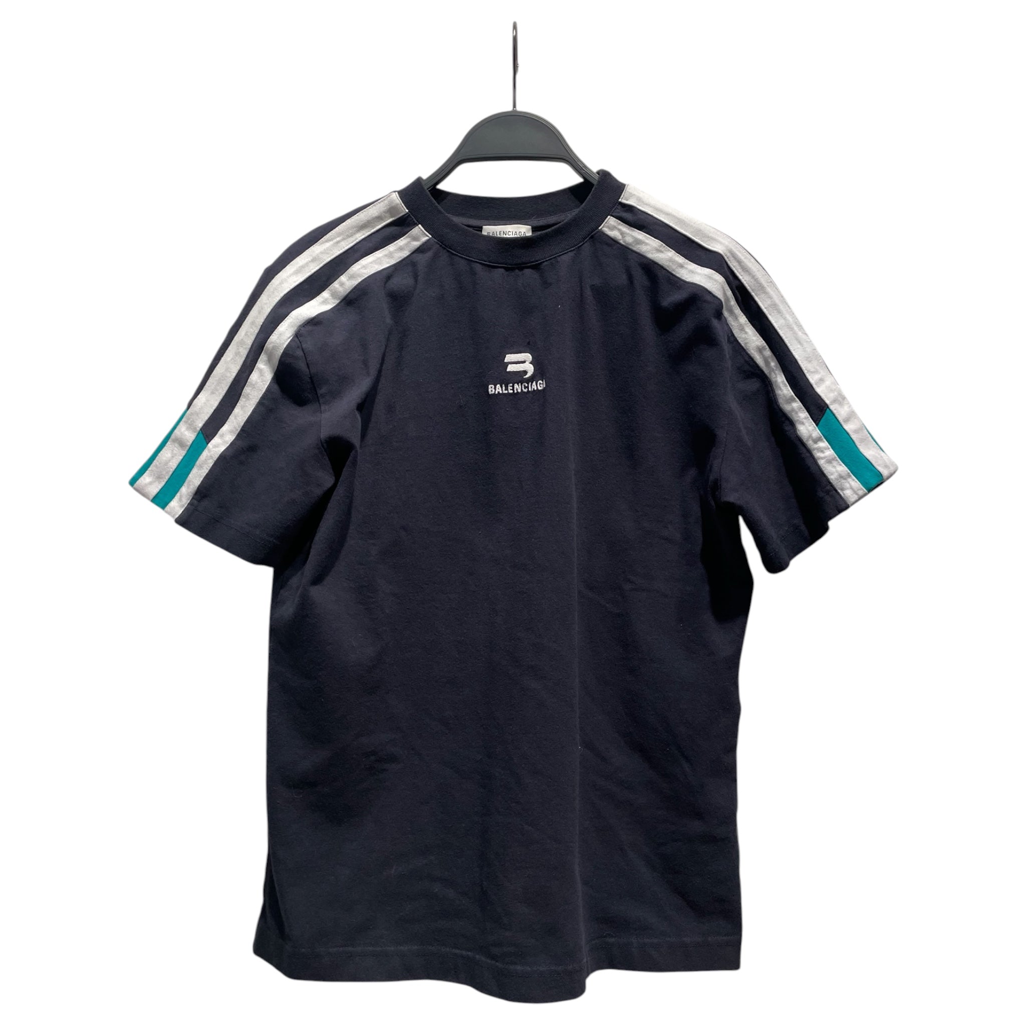 BALENCIAGA/T-Shirt/L/Stripe/Cotton/NVY/sporty b baby tee view 1