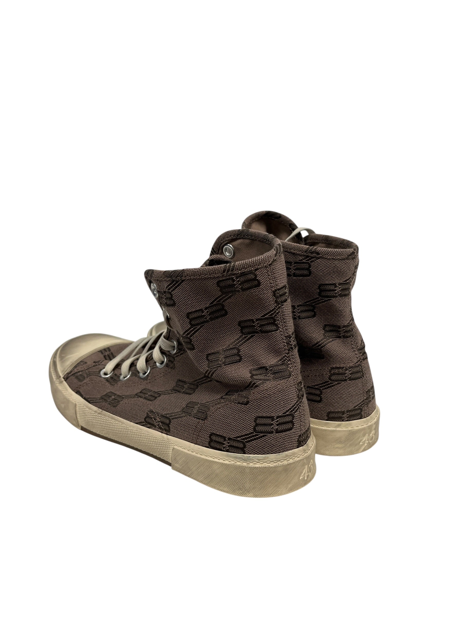 BALENCIAGA/Hi-Sneakers/EU 43/Monogram/Cotton/BRW/U-Tip/PARIS HI TOP view 2