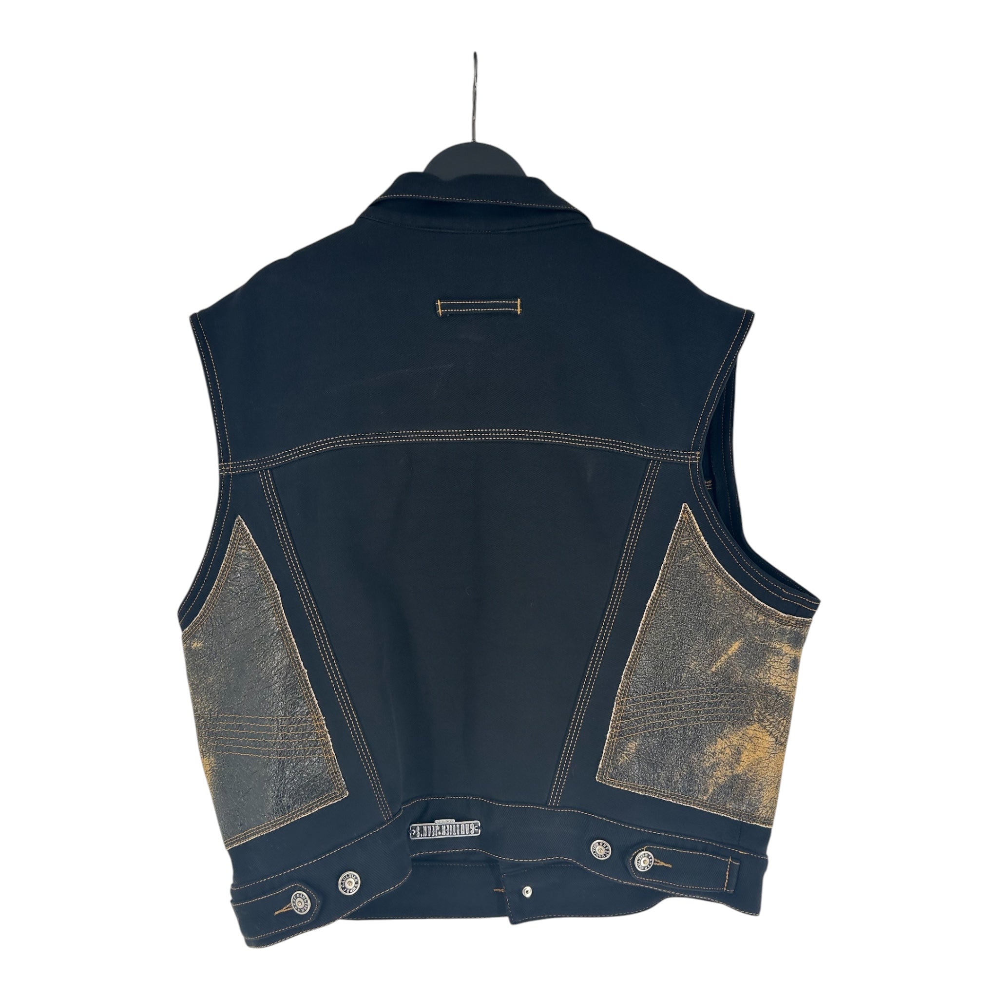 GAULTIER JEAN'S/Vest/Cotton/BLK/LEATHER SIDES GOLD STITCHING view 2