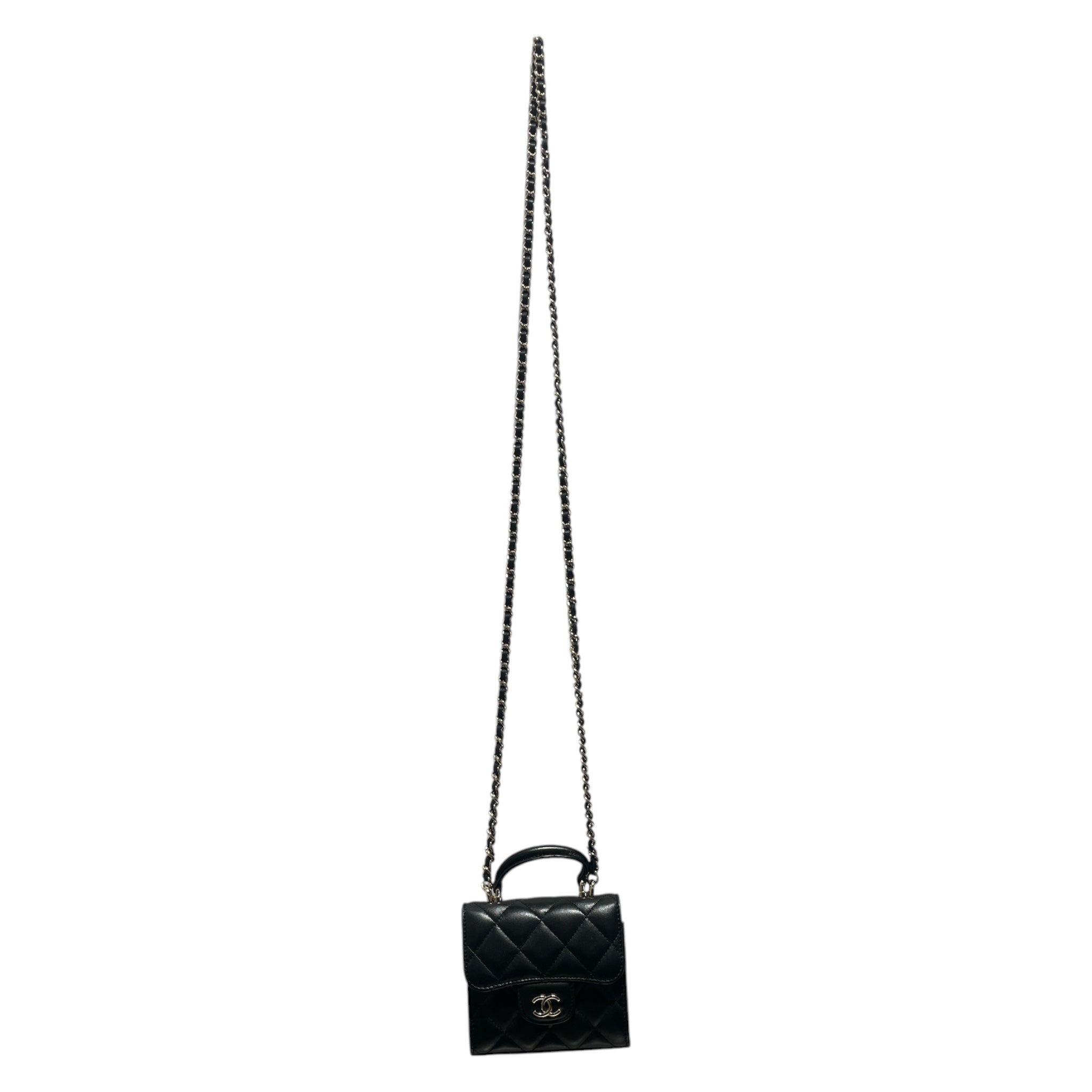 CHANEL/Cross Body Bag/Leather/BLK/extra mini flap view 1