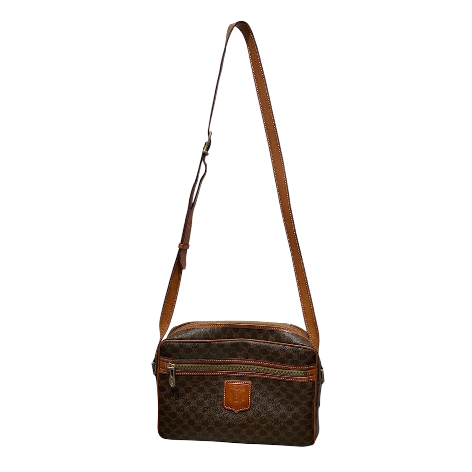 CELINE/Cross Body Bag/Monogram/Leather/BRW/CELINE MACADAM SHOULDER BAG view 1