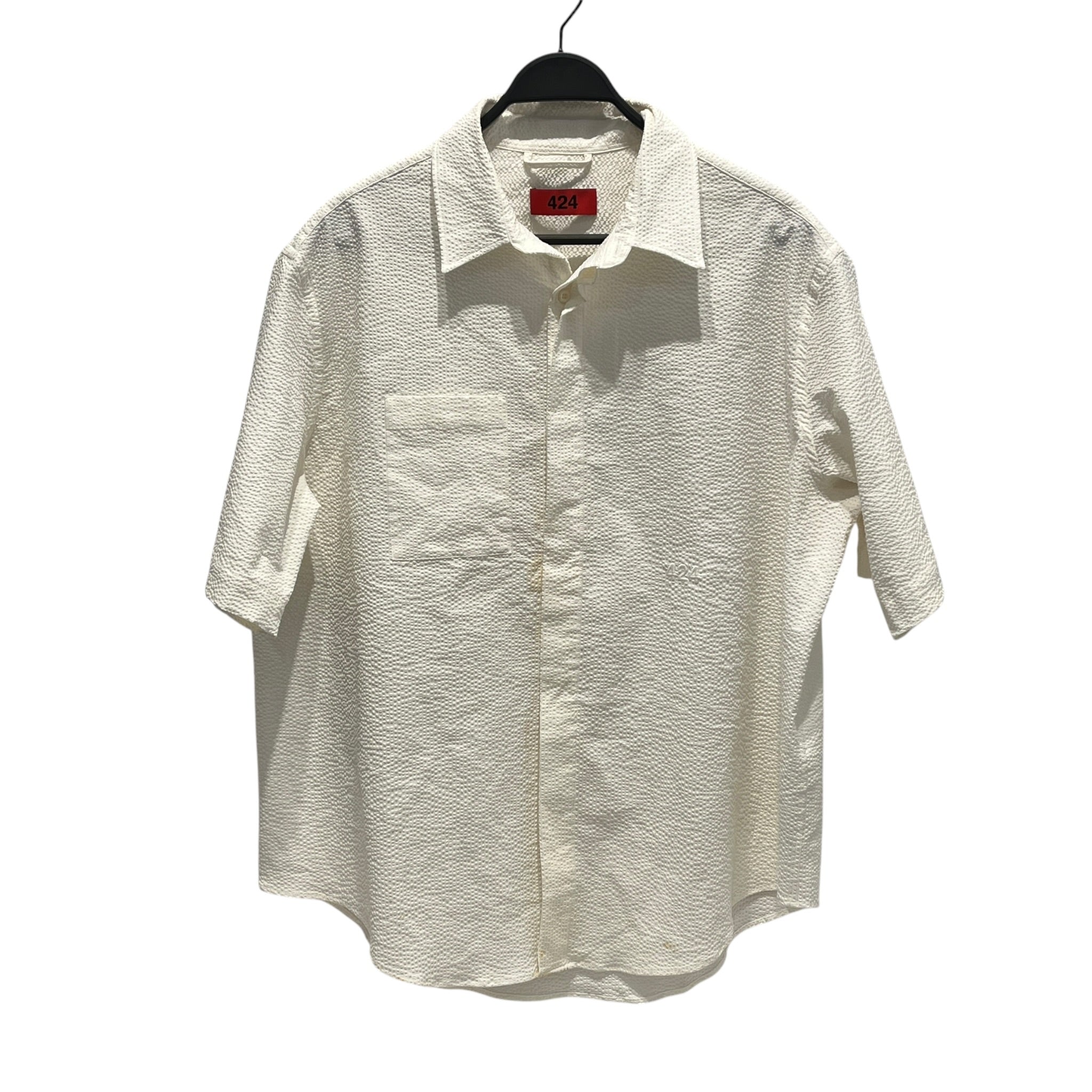 424(FourTwoFour)/SS Shirt/M/Cotton/WHT/TEXTURED view 1