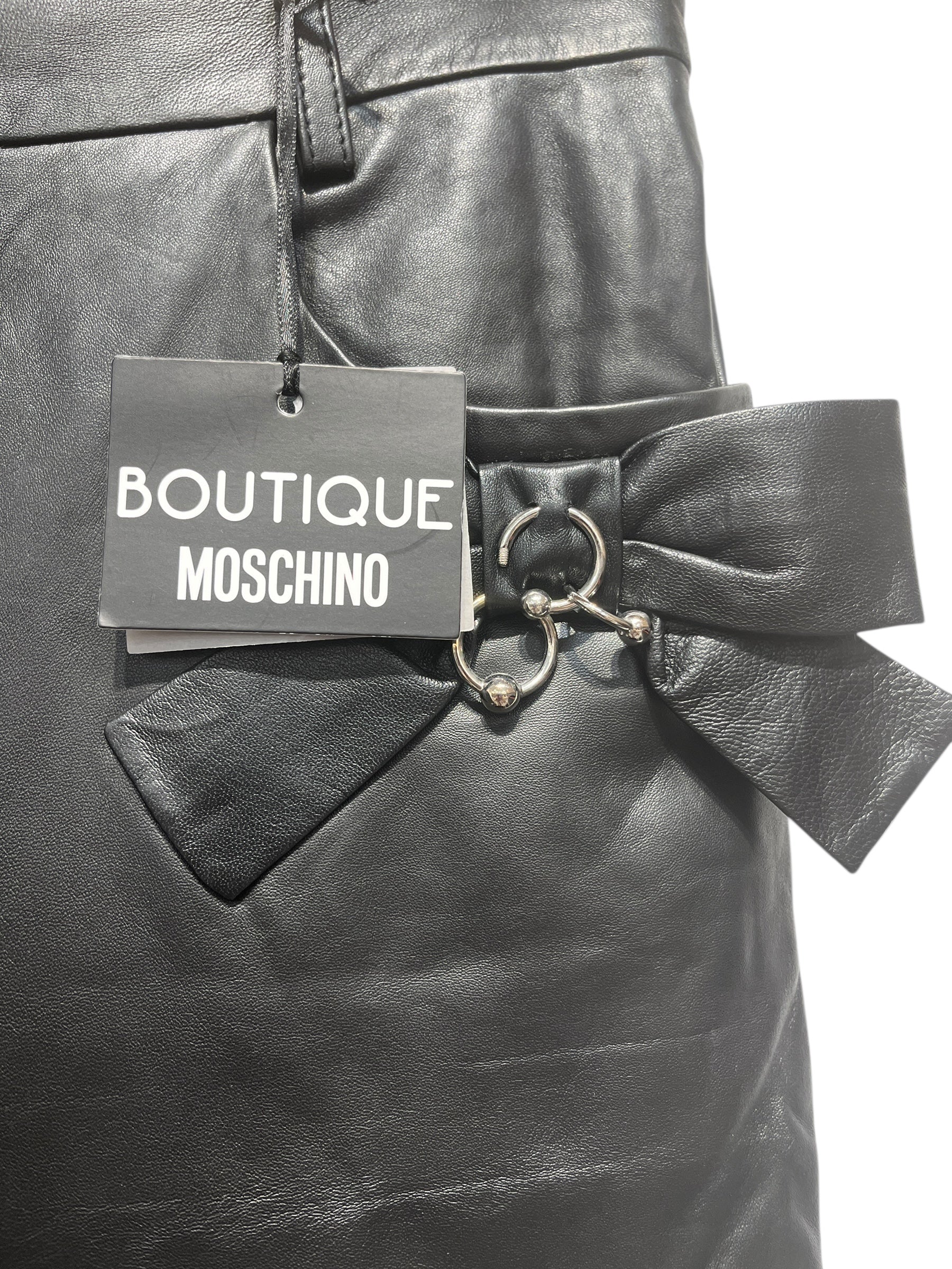 MOSCHINO/Bottoms/40/Leather/BLK/bow with piercings view 3