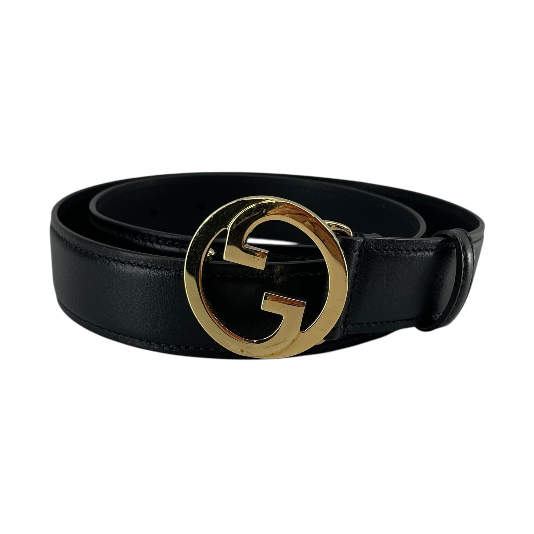 GUCCI/Belt/Leather/BLK/GOLD BUCKLE view 1