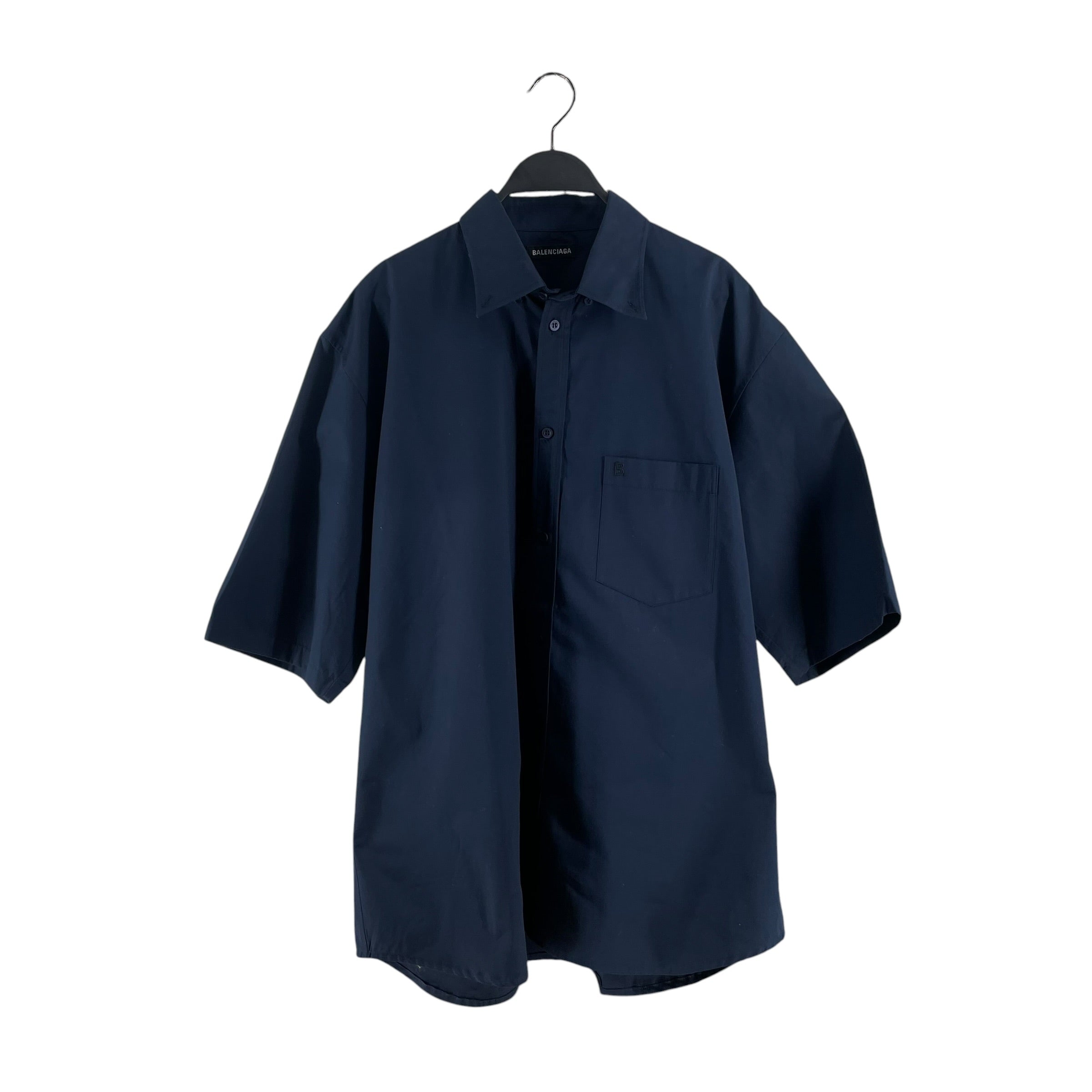 BALENCIAGA/SS Shirt/L/Cotton/NVY/CA 00985 EMBRD B ON FRNT view 1