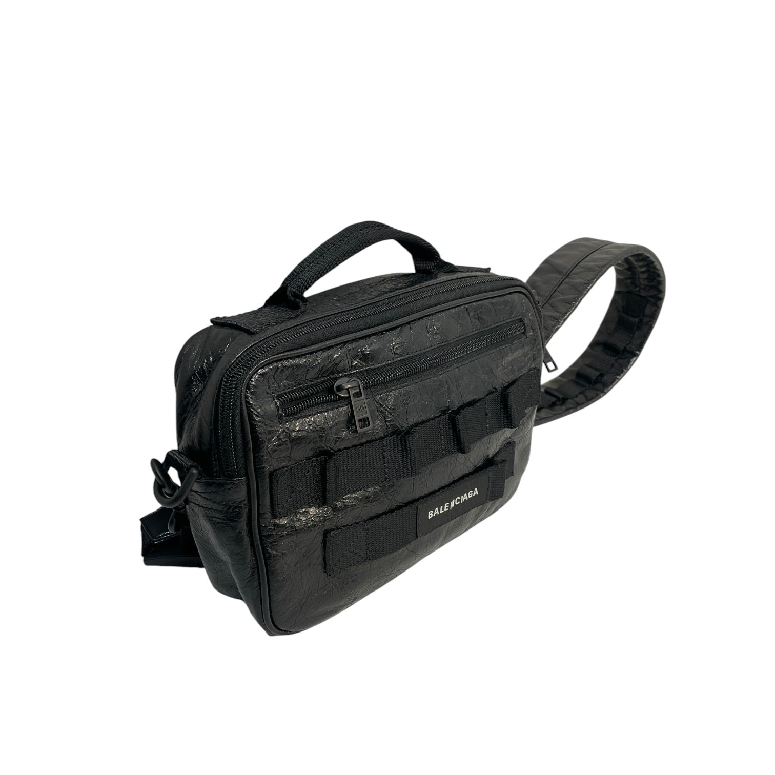 BALENCIAGA/Fanny Pack/Leather/BLK/army pouch arena crossbody view 3