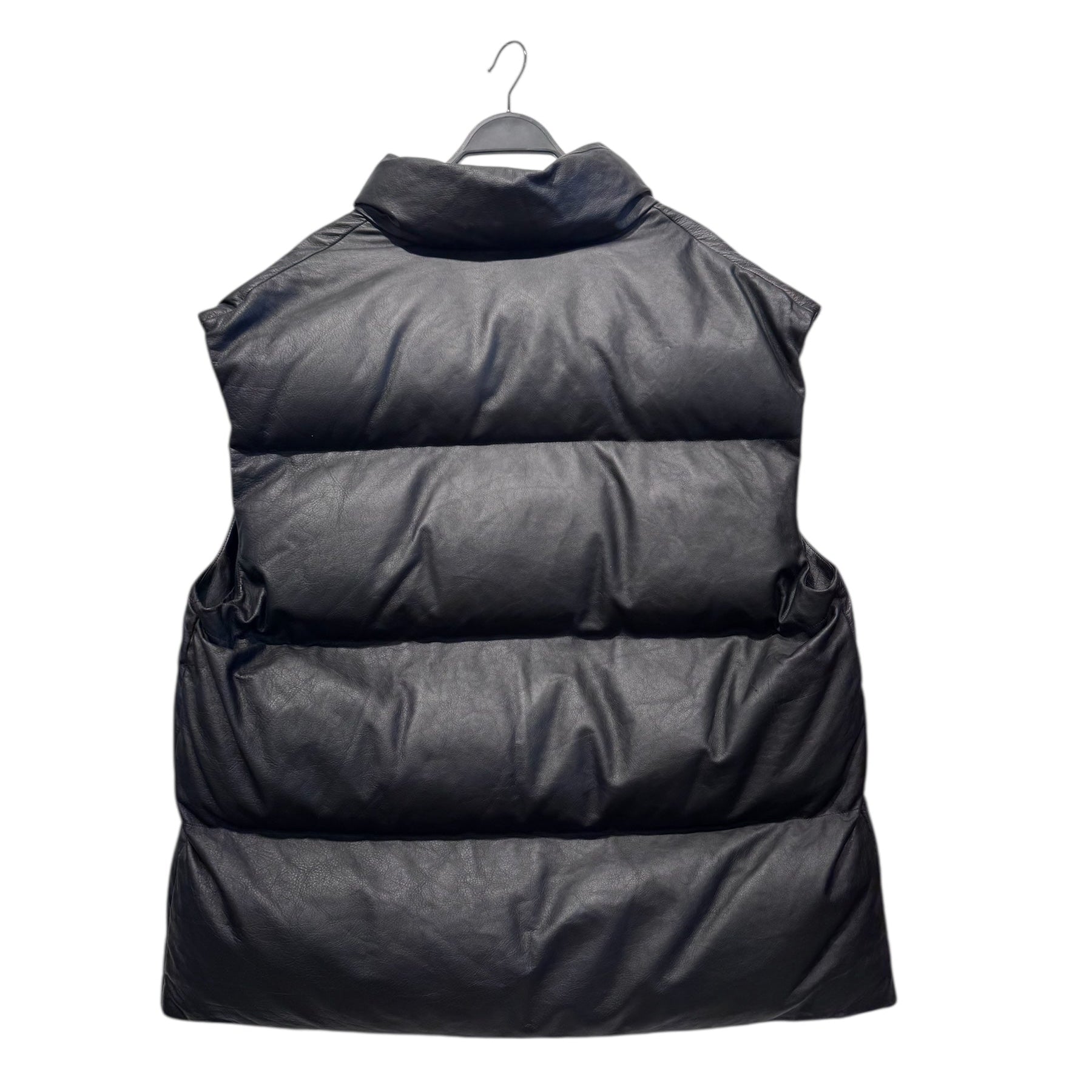 BALENCIAGA/Quilted Vest/XL/Leather/BLK/MOCK COLLAR/ZIPPER SIDE view 2