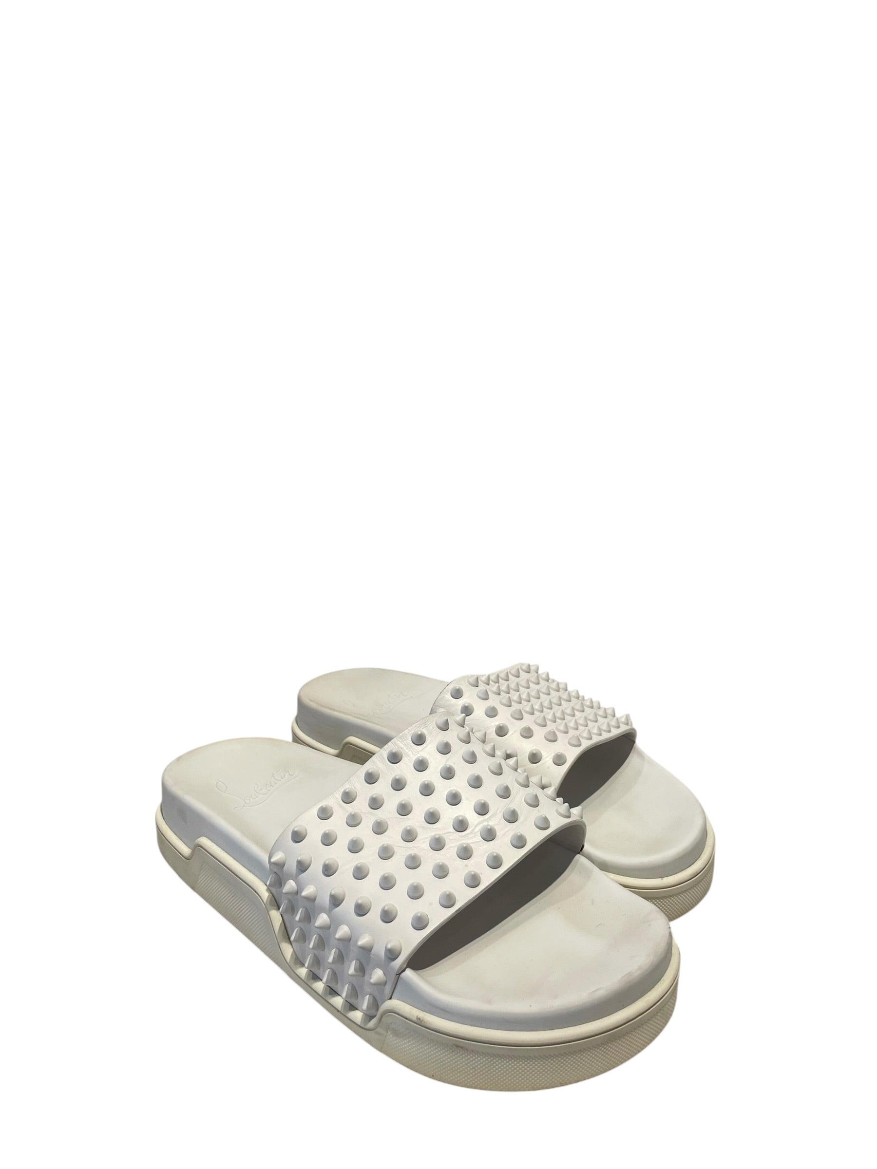 Christian Louboutin/Sandals/EU 42/WHT/Pool Spike Slides view 1