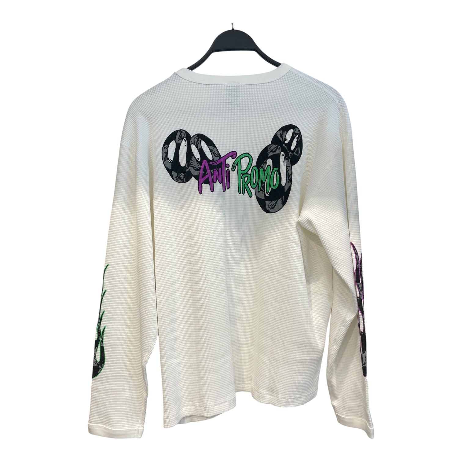 MATTY BOY ANTI PROMO/LS T-Shirt/L/Cotton/WHT/Graphic/THERMAL FLAME SLEEVES GRN view 2