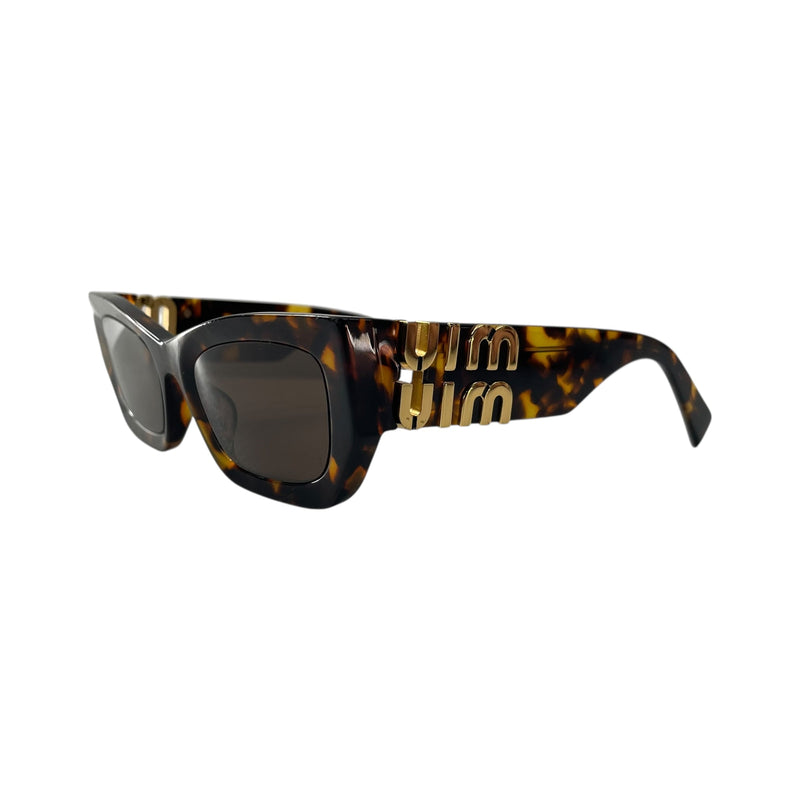 MIU MIU/Sunglasses/Tortoiseshell Pattern/BRW/DBLE GLD LOGO ON SIDE