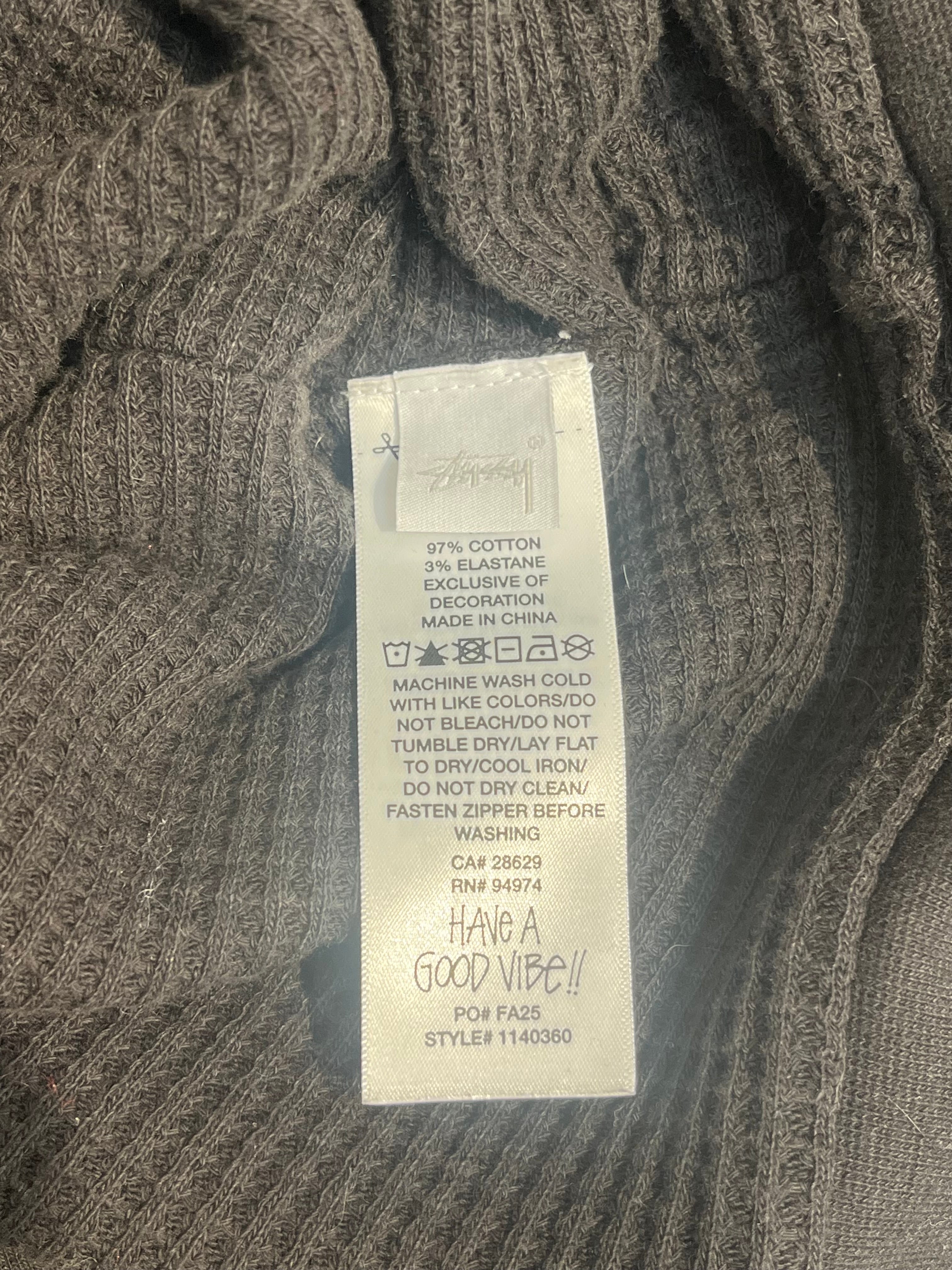 STUSSY/Zip Up Hoodie/XL/Cotton/GRY/WAFFLE KNIT HOODIE view 4