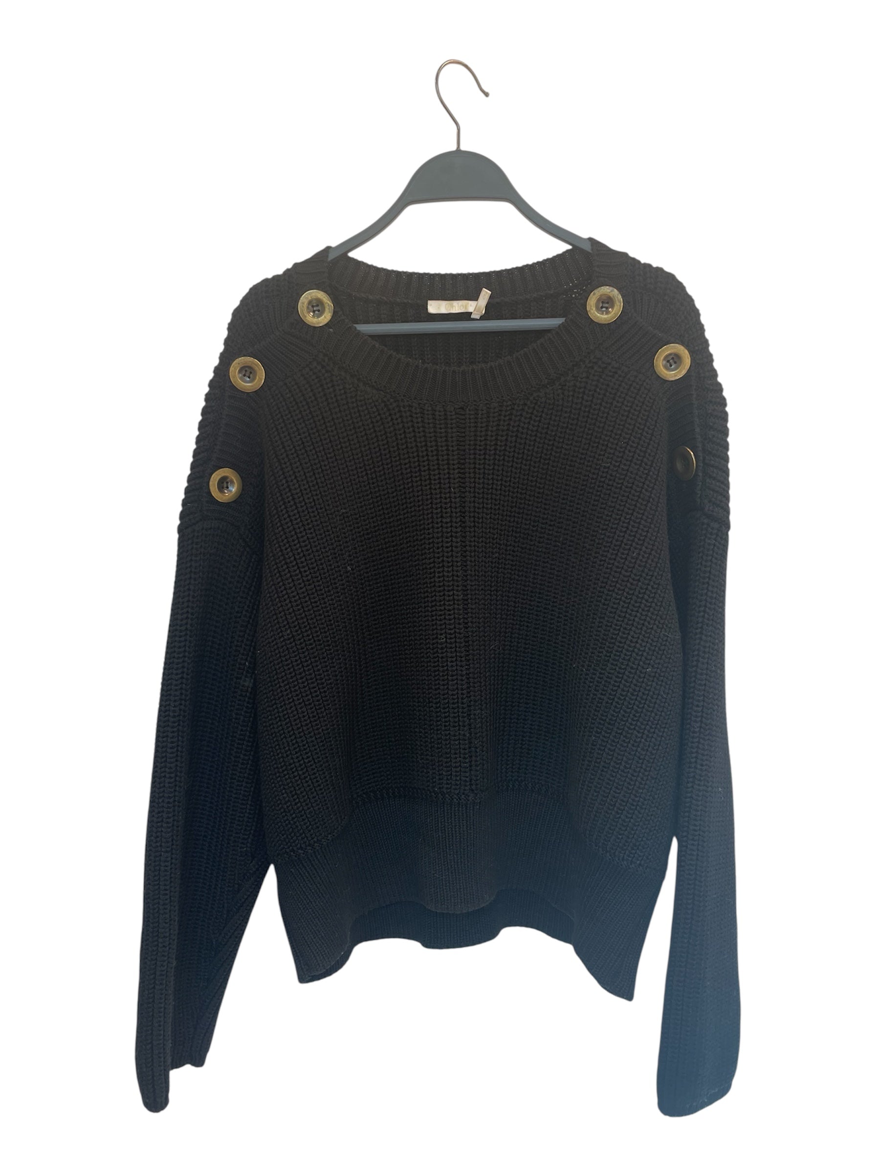 Chloe/Sweater/S/Wool/BLK/BRASS BUTTONS view 1